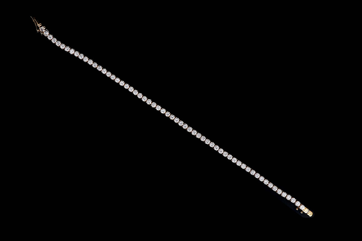 14K Yellow Gold 4.05 Carat Total Weight Round Brilliant Cut Diamond Tennis Bracelet - Queen May