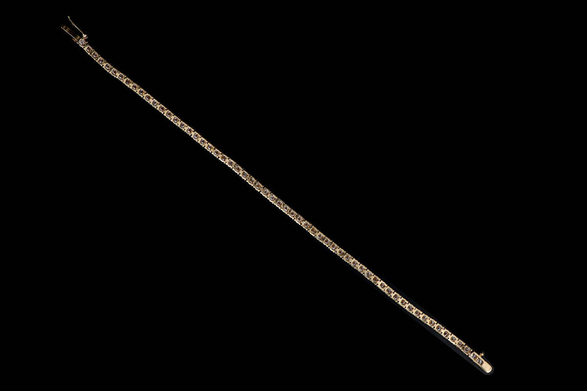 14K Yellow Gold 4.05 Carat Total Weight Round Brilliant Cut Diamond Tennis Bracelet - Queen May