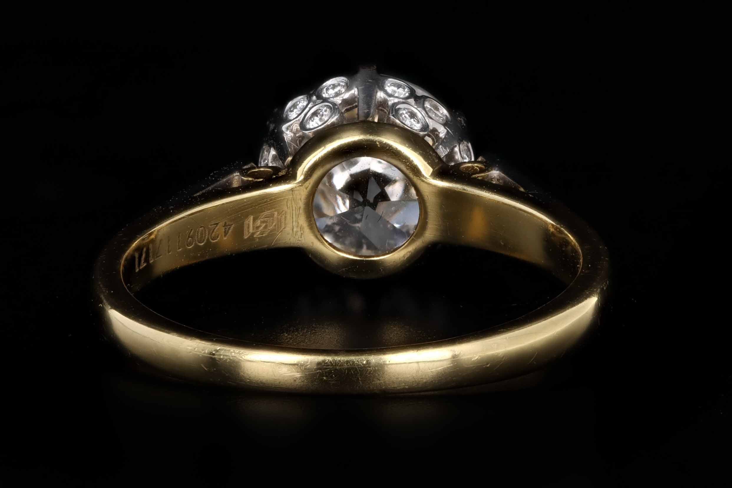 Vintage Inspired 18K Yellow Gold 2.07 Carat Old European Cut Diamond Engagement Ring GIA IGI Certified - Queen May
