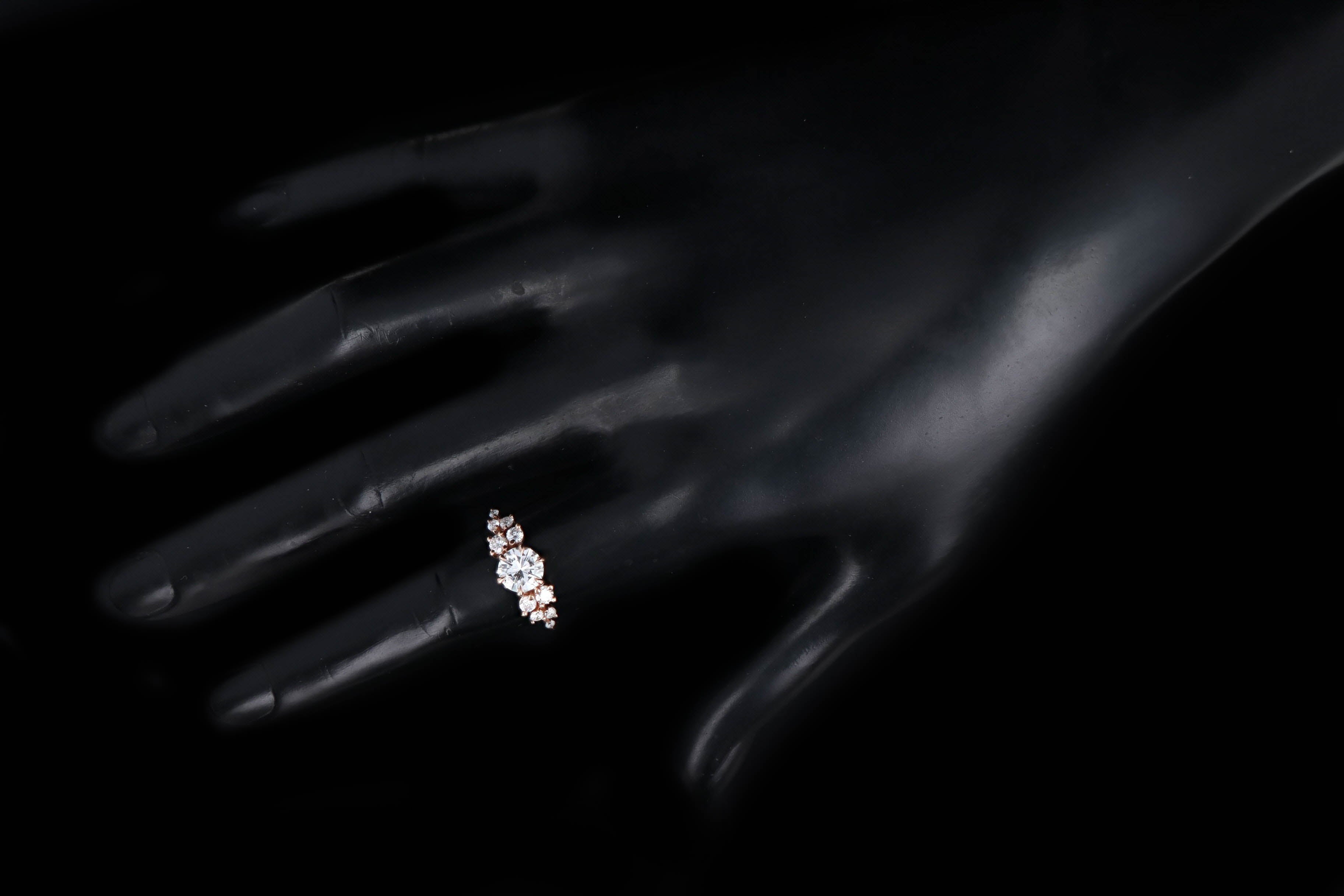 14K Rose Gold 0.90 Carat Round Brilliant Cut Diamond Floral Engagement Ring GIA Certified - Queen May