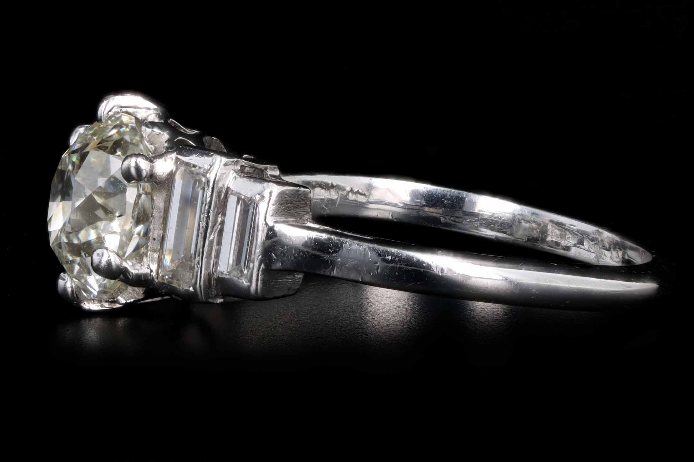 Art Deco Platinum 1.65 Carat Old European Cut Diamond Engagement Ring IGI Certified - Queen May