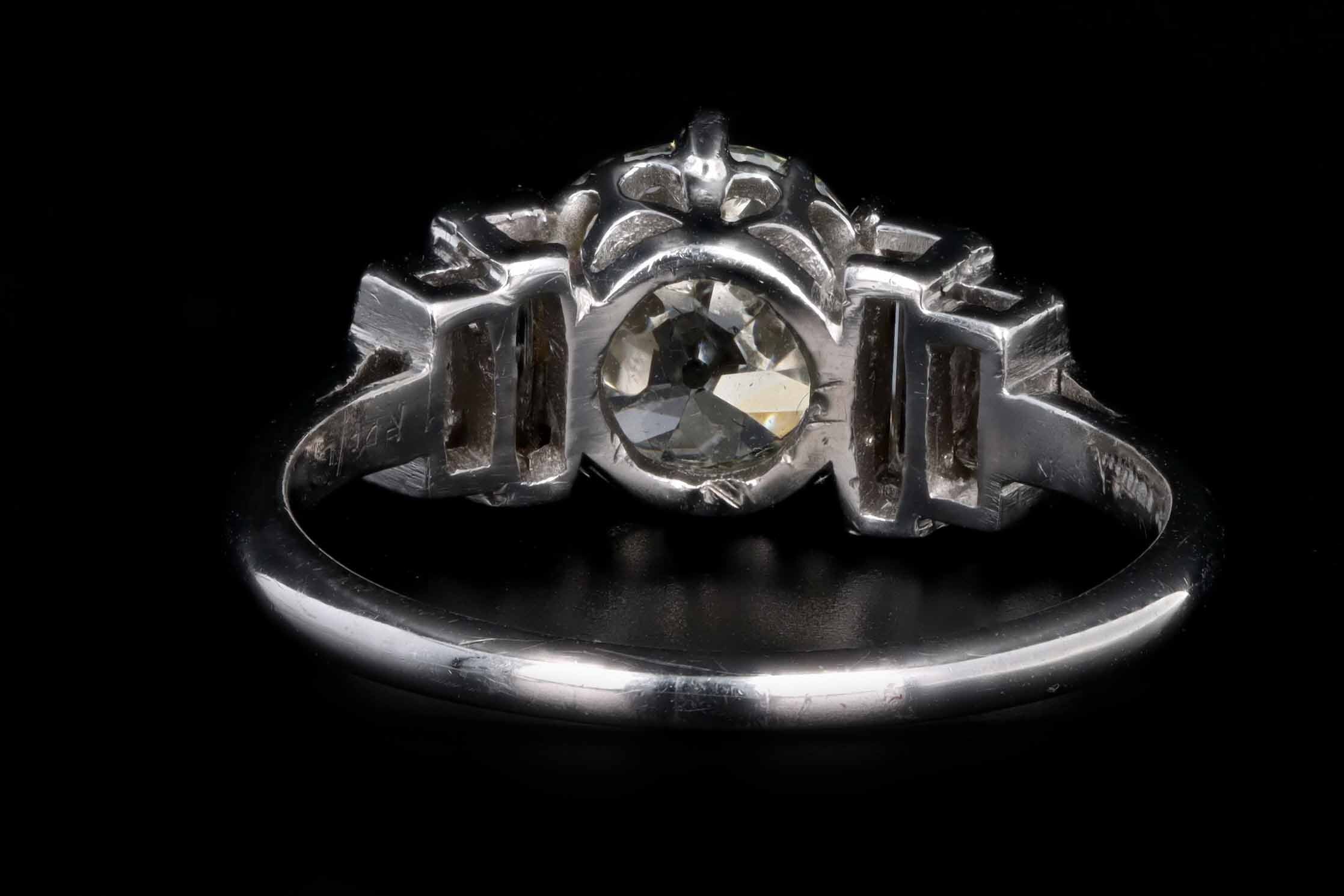 Art Deco Platinum 1.65 Carat Old European Cut Diamond Engagement Ring IGI Certified - Queen May