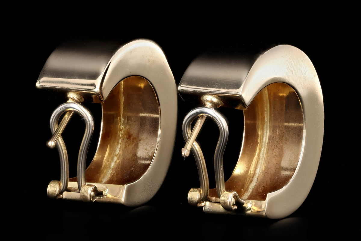 14K Yellow Gold Wide Hoop Earrings - Queen May