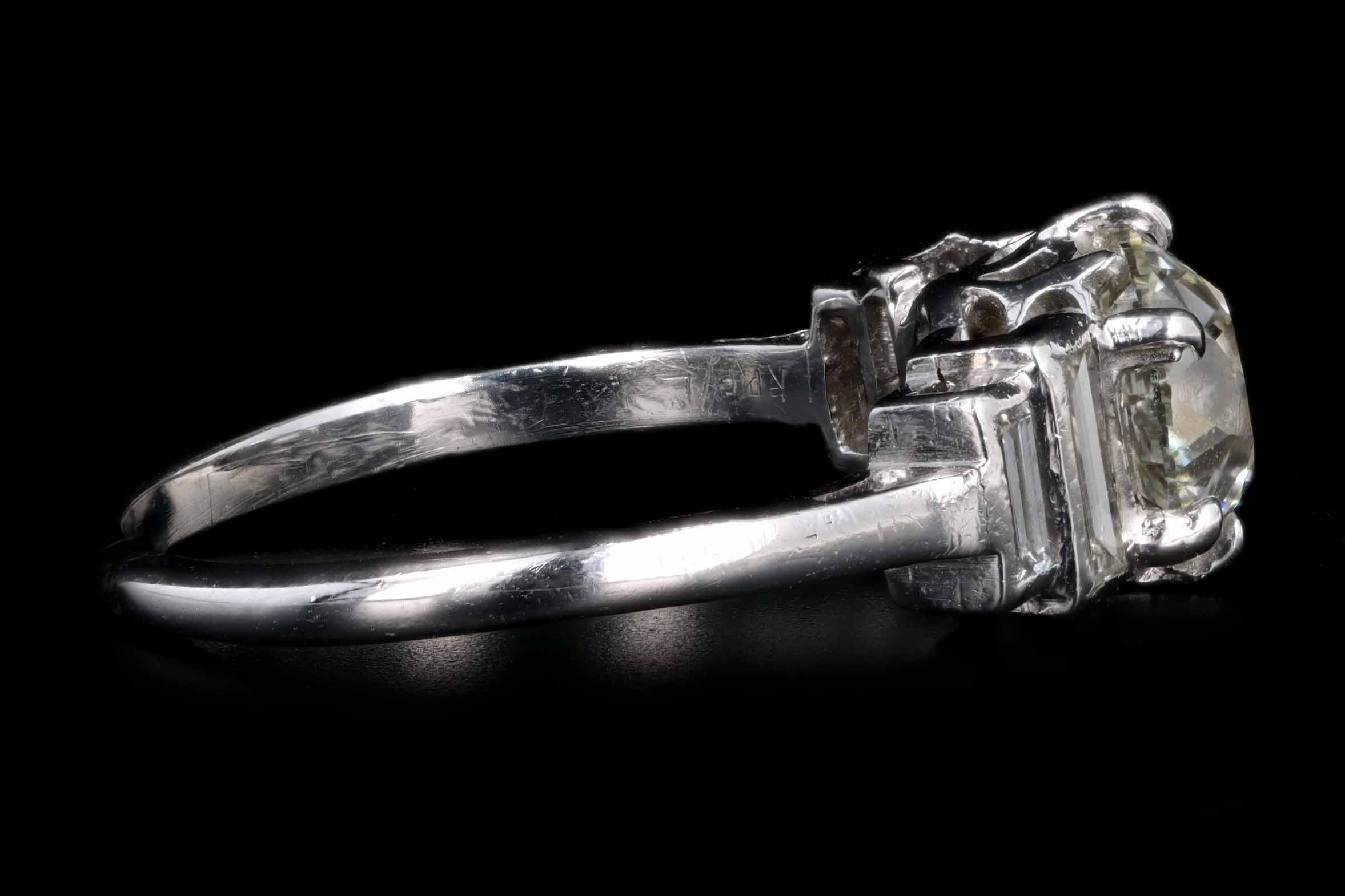 Art Deco Platinum 1.65 Carat Old European Cut Diamond Engagement Ring IGI Certified - Queen May