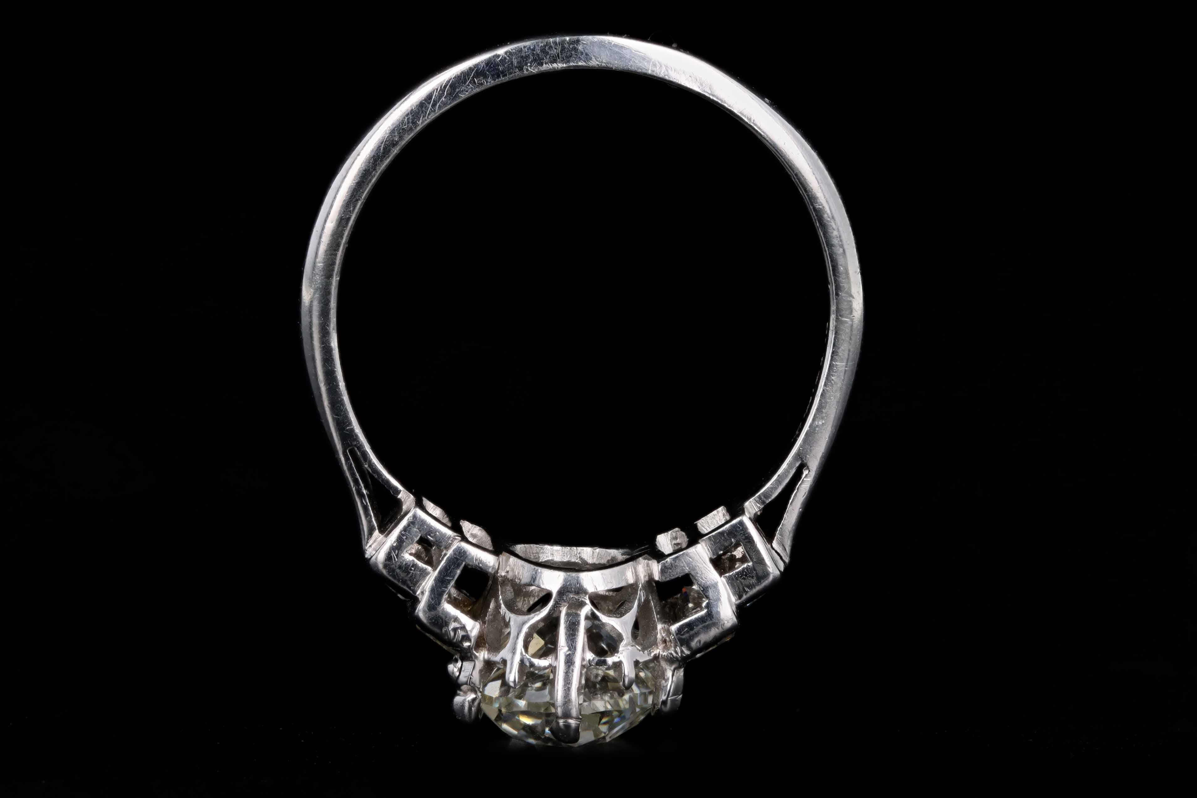 Art Deco Platinum 1.65 Carat Old European Cut Diamond Engagement Ring IGI Certified - Queen May