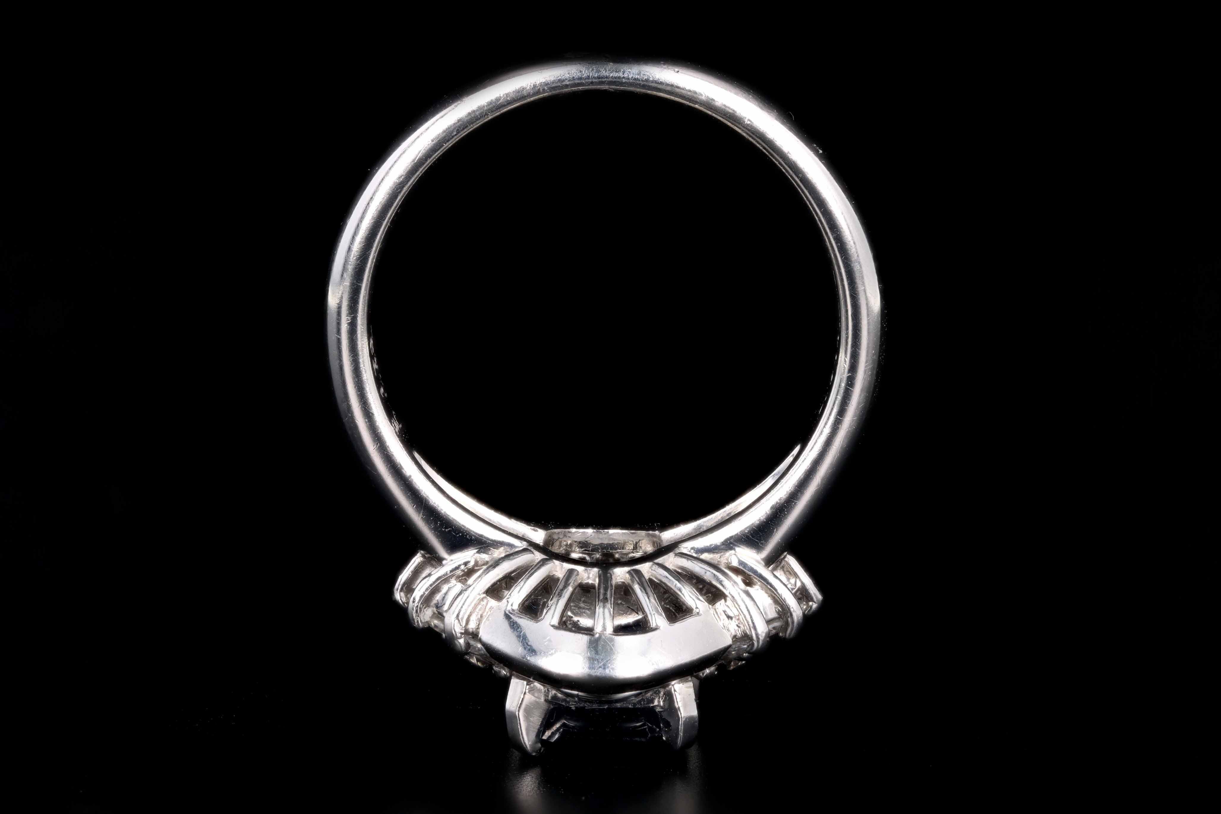 Retro Platinum 1.72 Carat Natural Sapphire & Baguette Diamond Ballerina Ring - Queen May