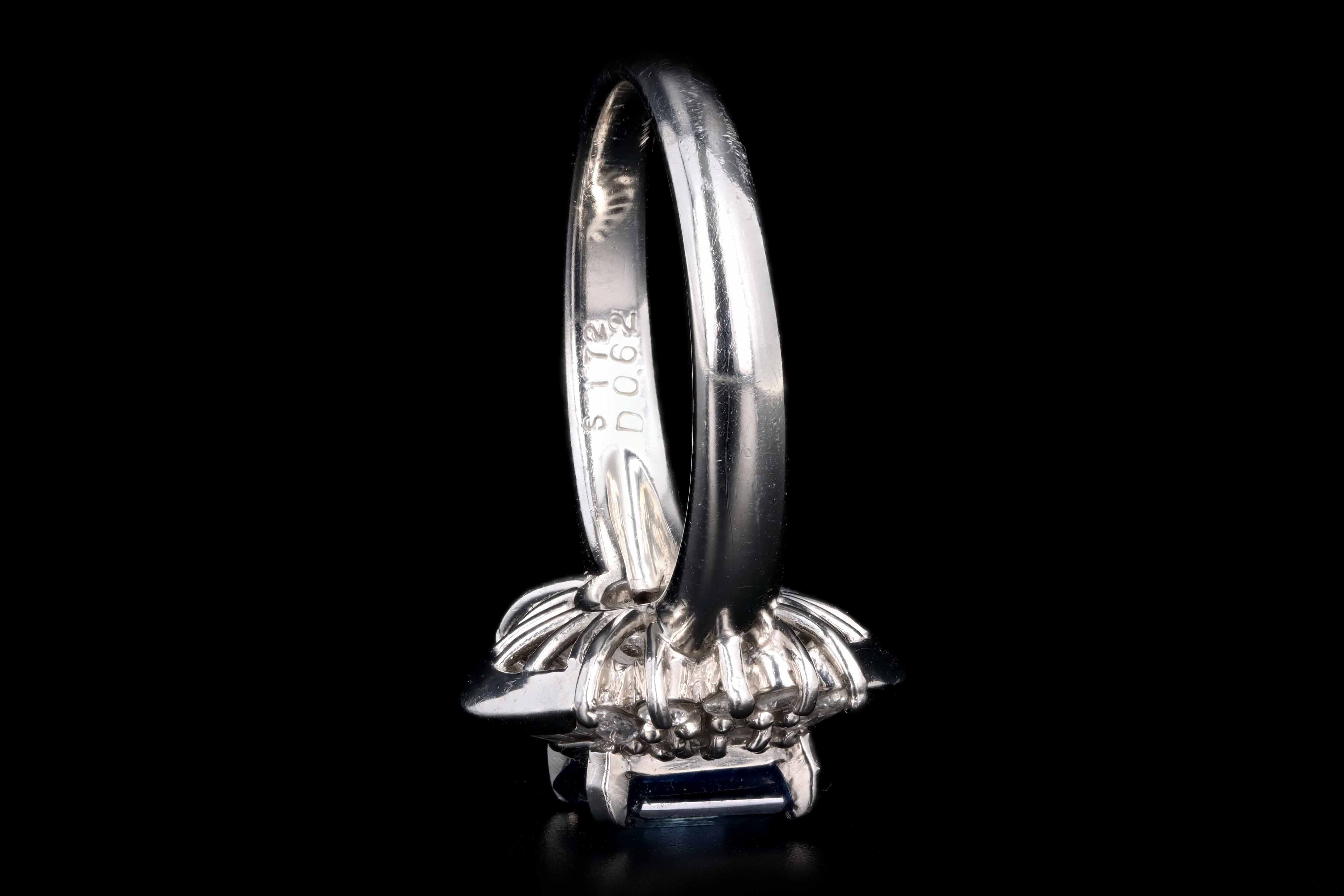 Retro Platinum 1.72 Carat Natural Sapphire & Baguette Diamond Ballerina Ring - Queen May