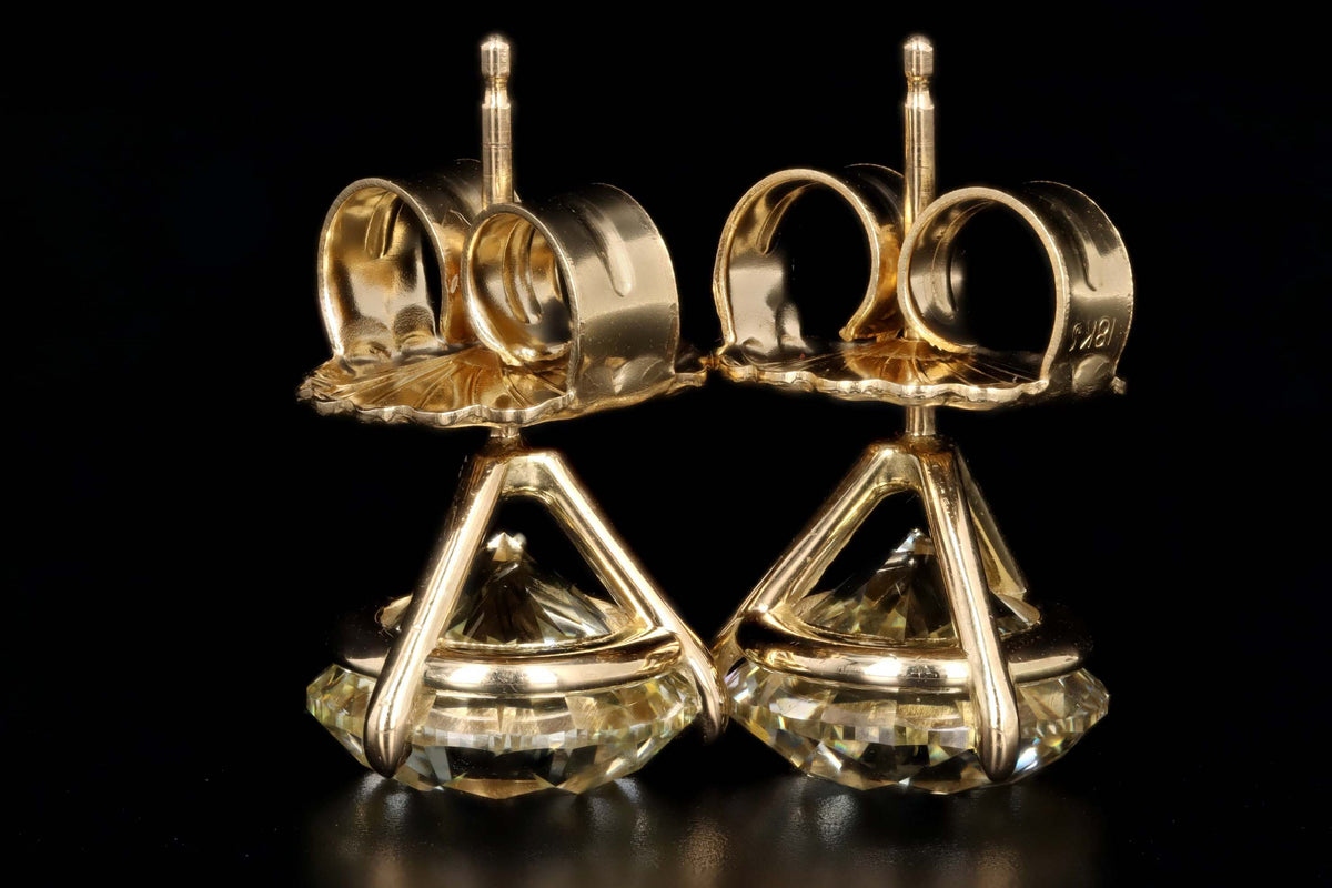 14K Yellow Gold 5.82 Carat Total Weight Diamond Martini Stud Earrings - Queen May