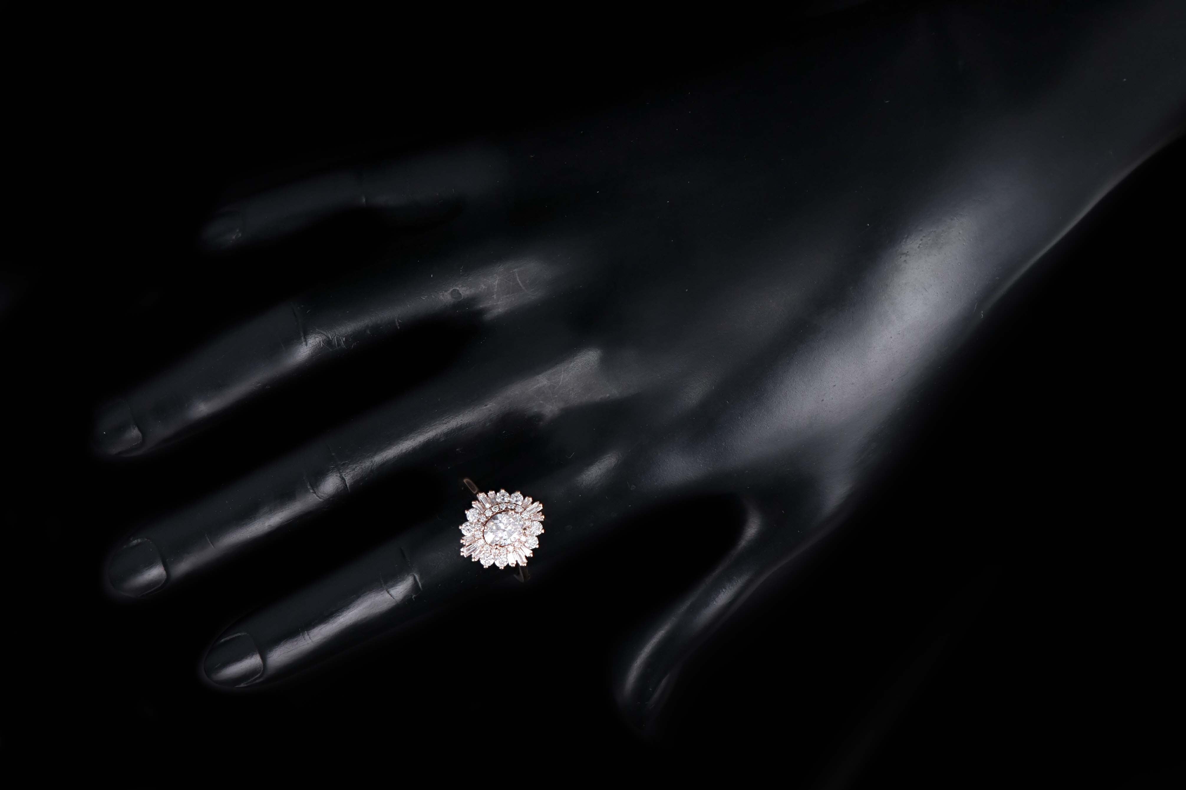 14K Rose Gold 0.77 Carat Oval Cut Diamond Fan Engagement Ring GIA Certified - Queen May