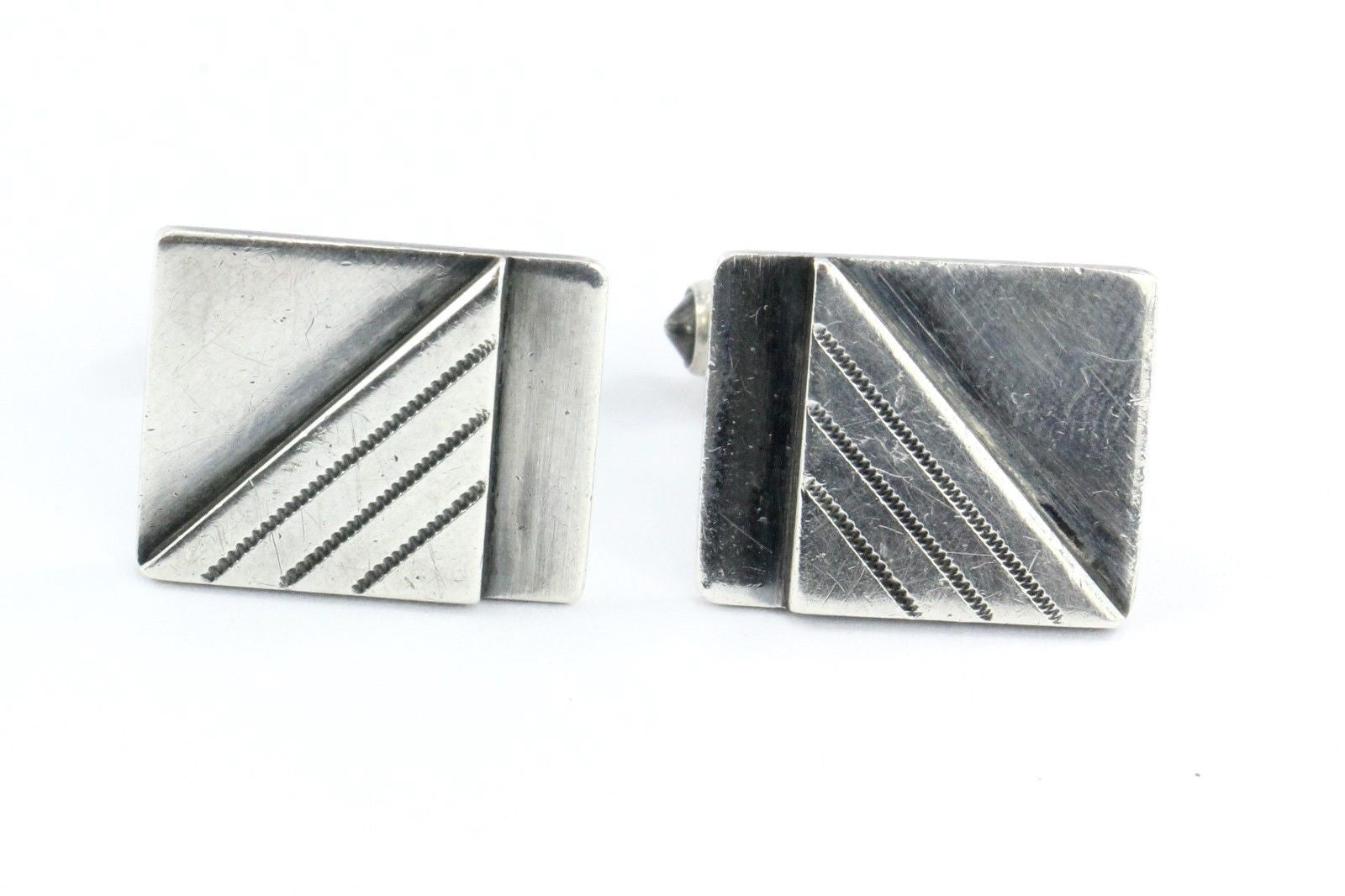 Vintage Sterling Silver E. Byrne Livingston Modernist Cufflinks - Queen May