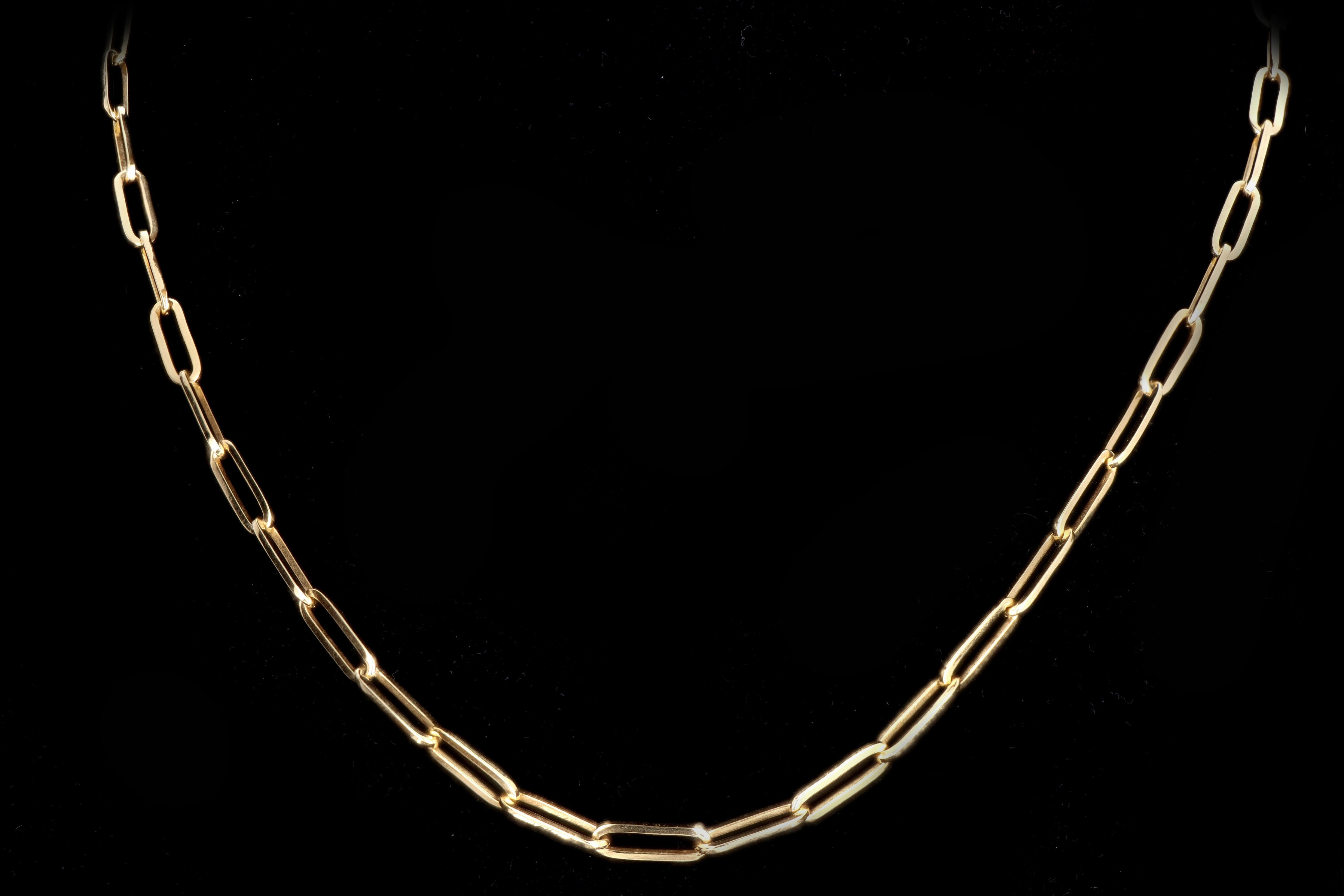 New 14K Gold Medium 3.85mm Paperclip Chain Necklace - Queen May