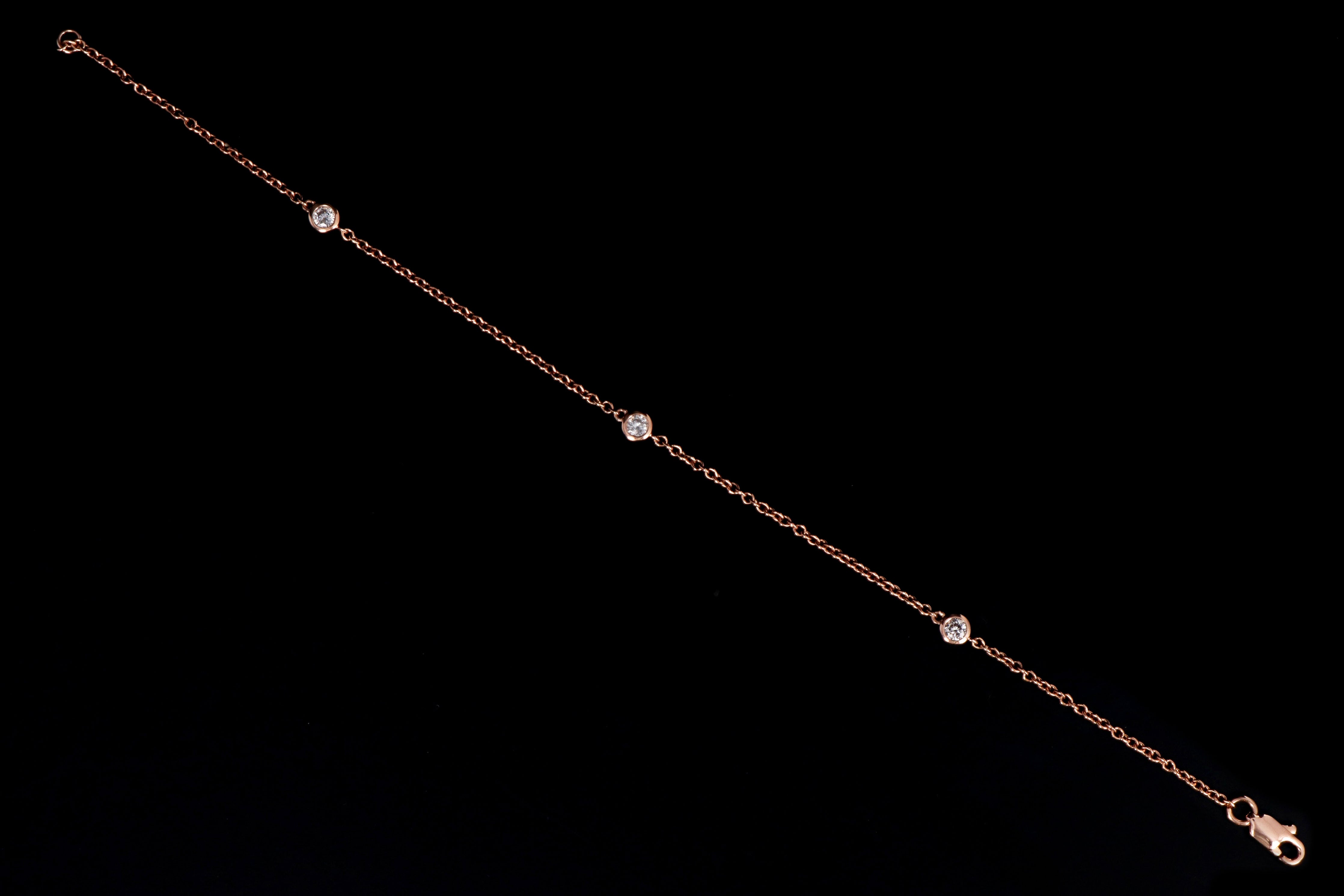 New 14K Rose Gold .20 Carat Diamond By The Yard Bracelet - Queen May