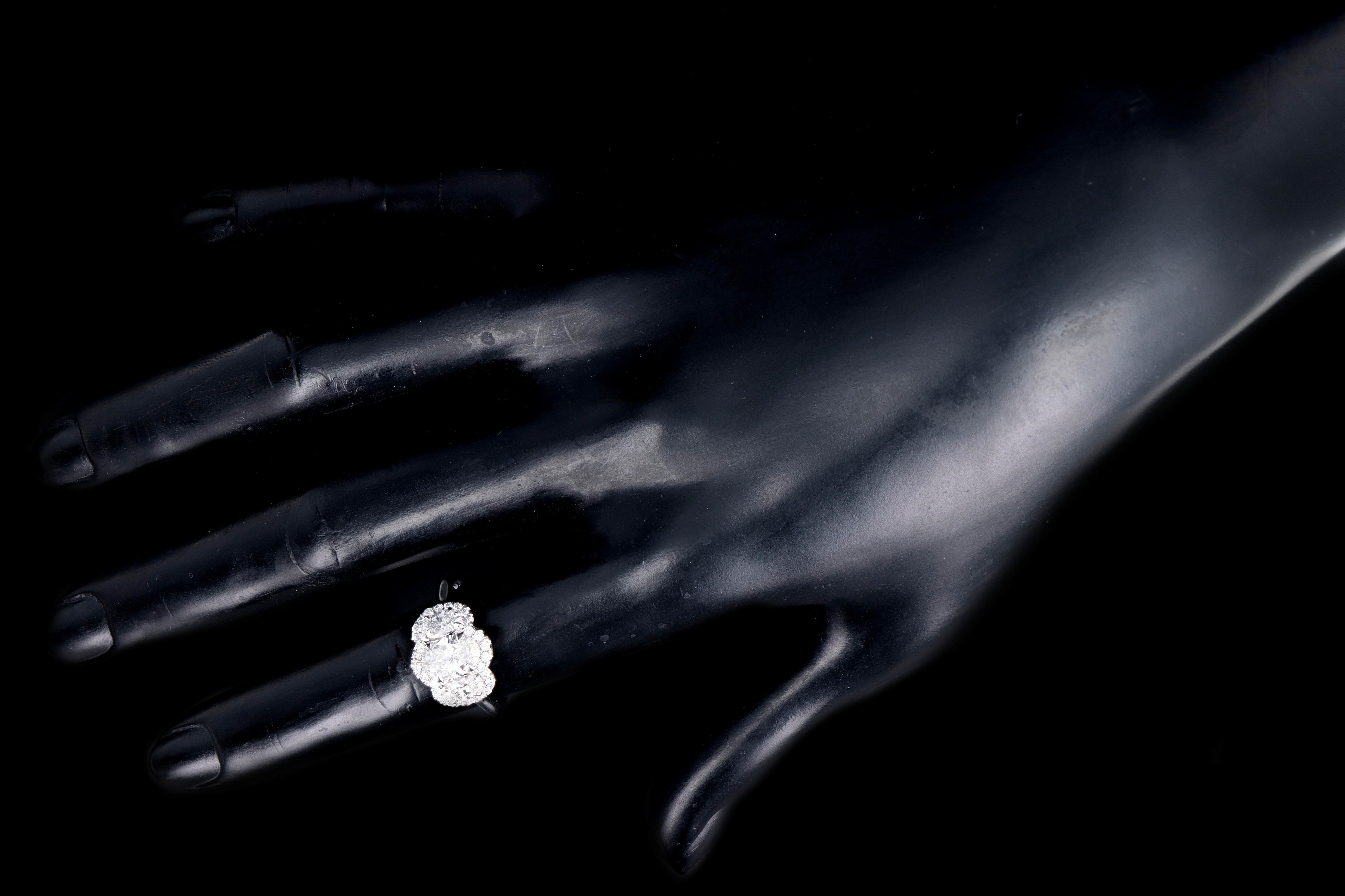 New 18K White Gold .95 Carat Oval Cut Diamond Engagement Ring - Queen May