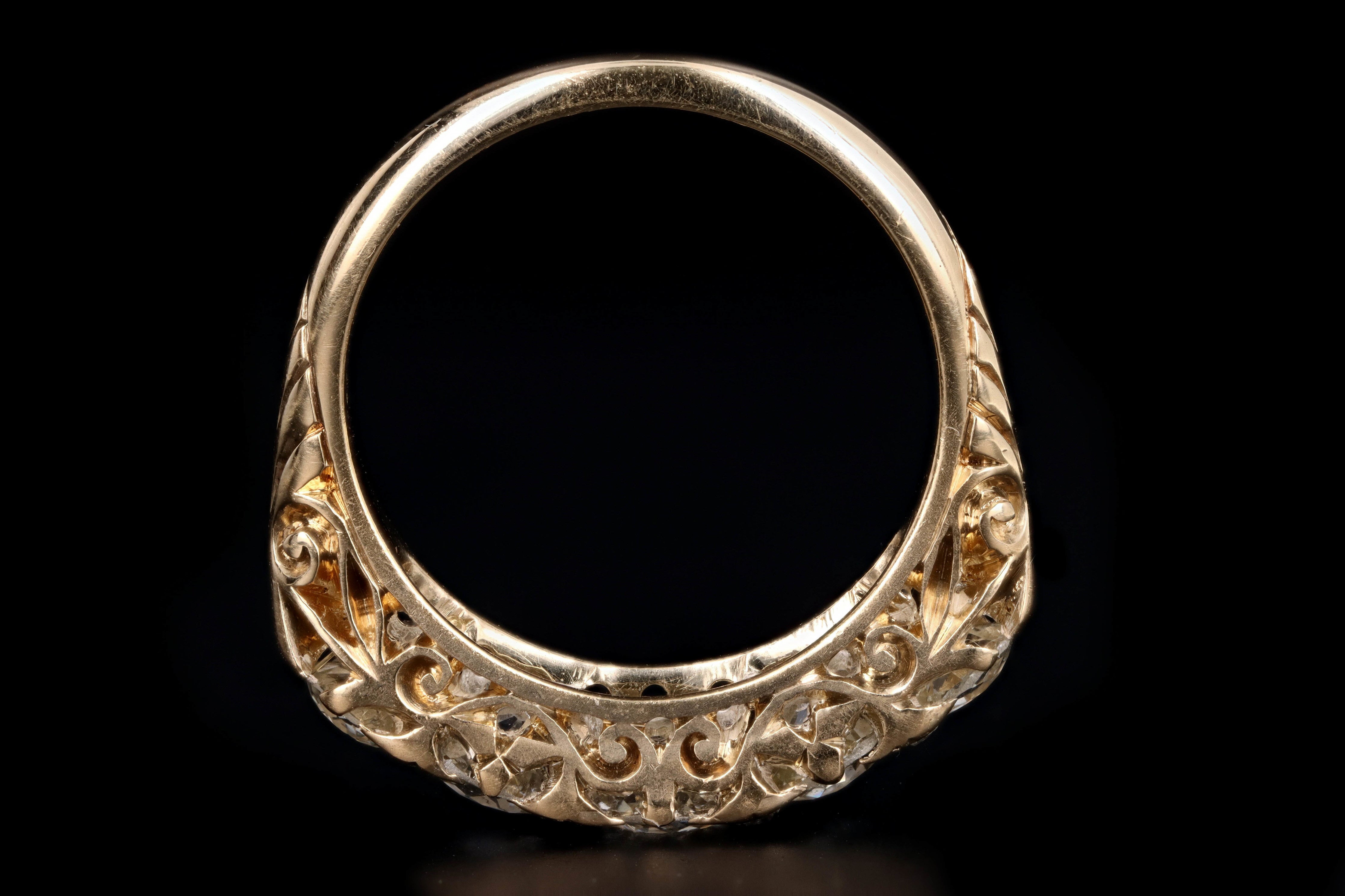 Victorian 18K Yellow Gold 2.1 Carat Old European Cut Diamond Band - Queen May