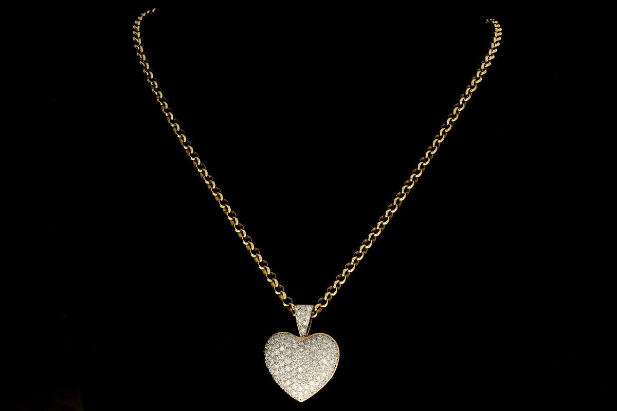 18K White and Yellow Gold 5 CTW Diamond Heart Pendant - Queen May