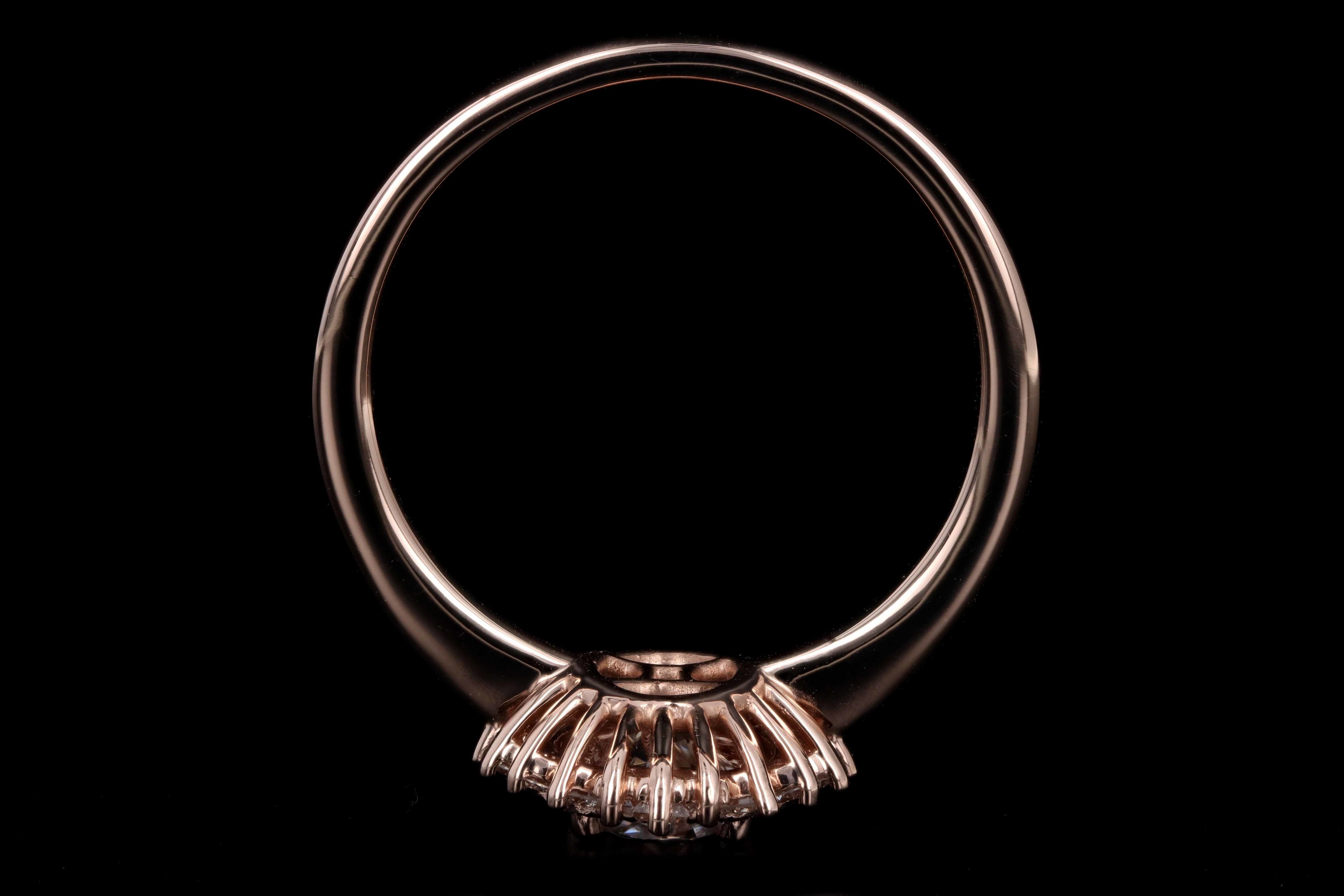 New 14K Rose Gold .69 Carat Round Brilliant Cut Diamond Engagement Ring - Queen May