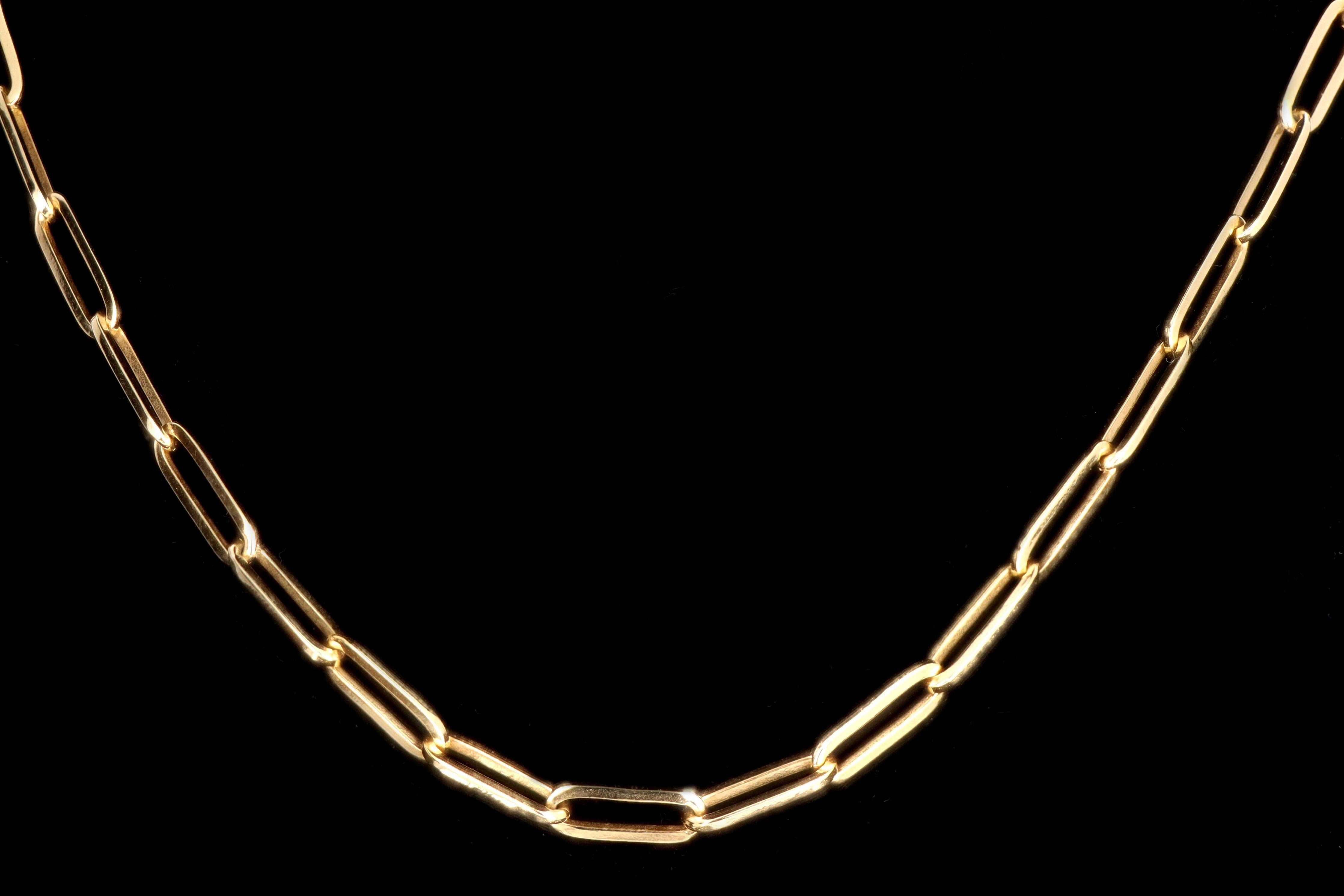 New 14K Gold Medium 3.85mm Paperclip Chain Necklace - Queen May