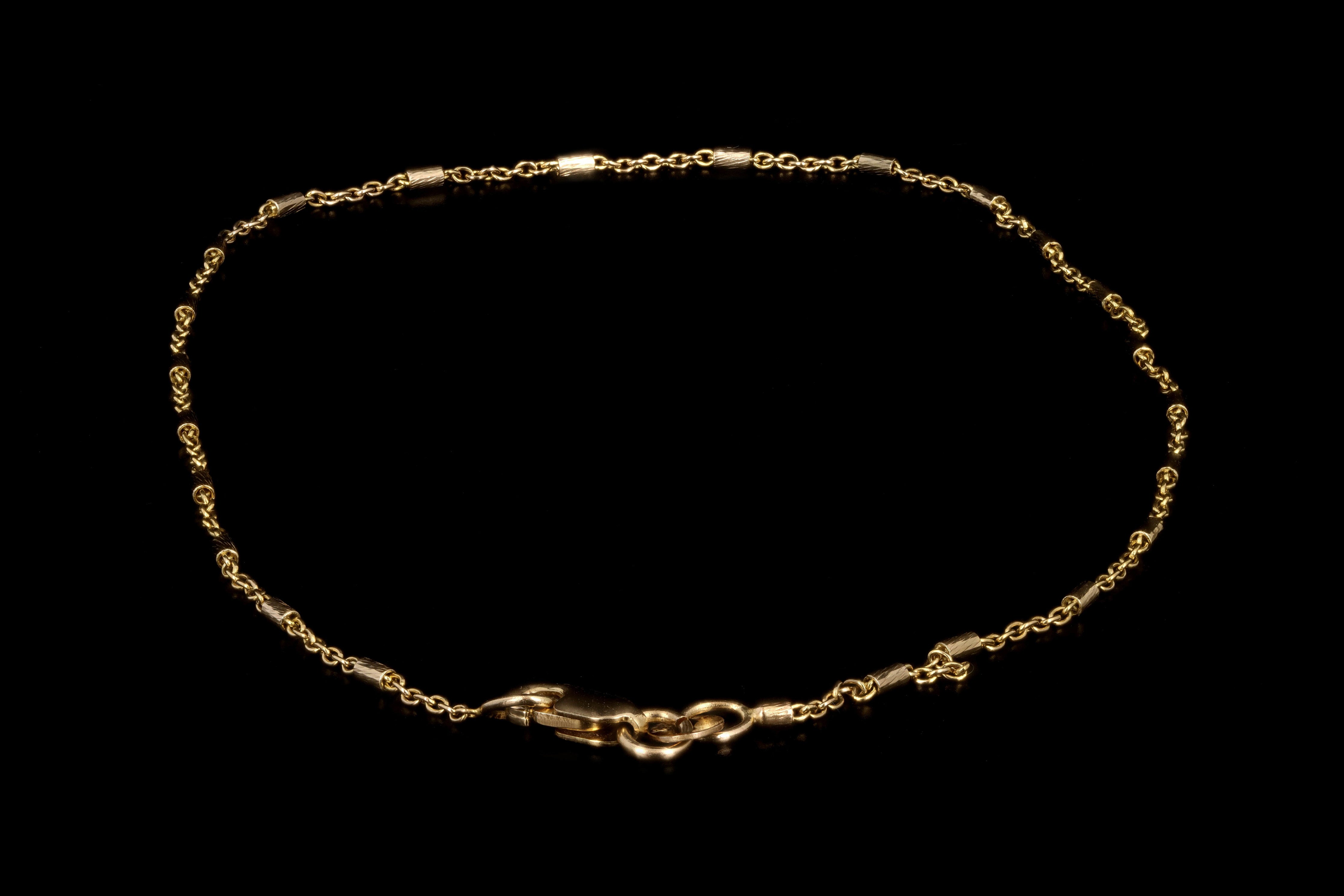 New 14k Yellow Gold Thin Segment Bar Anklet - Queen May