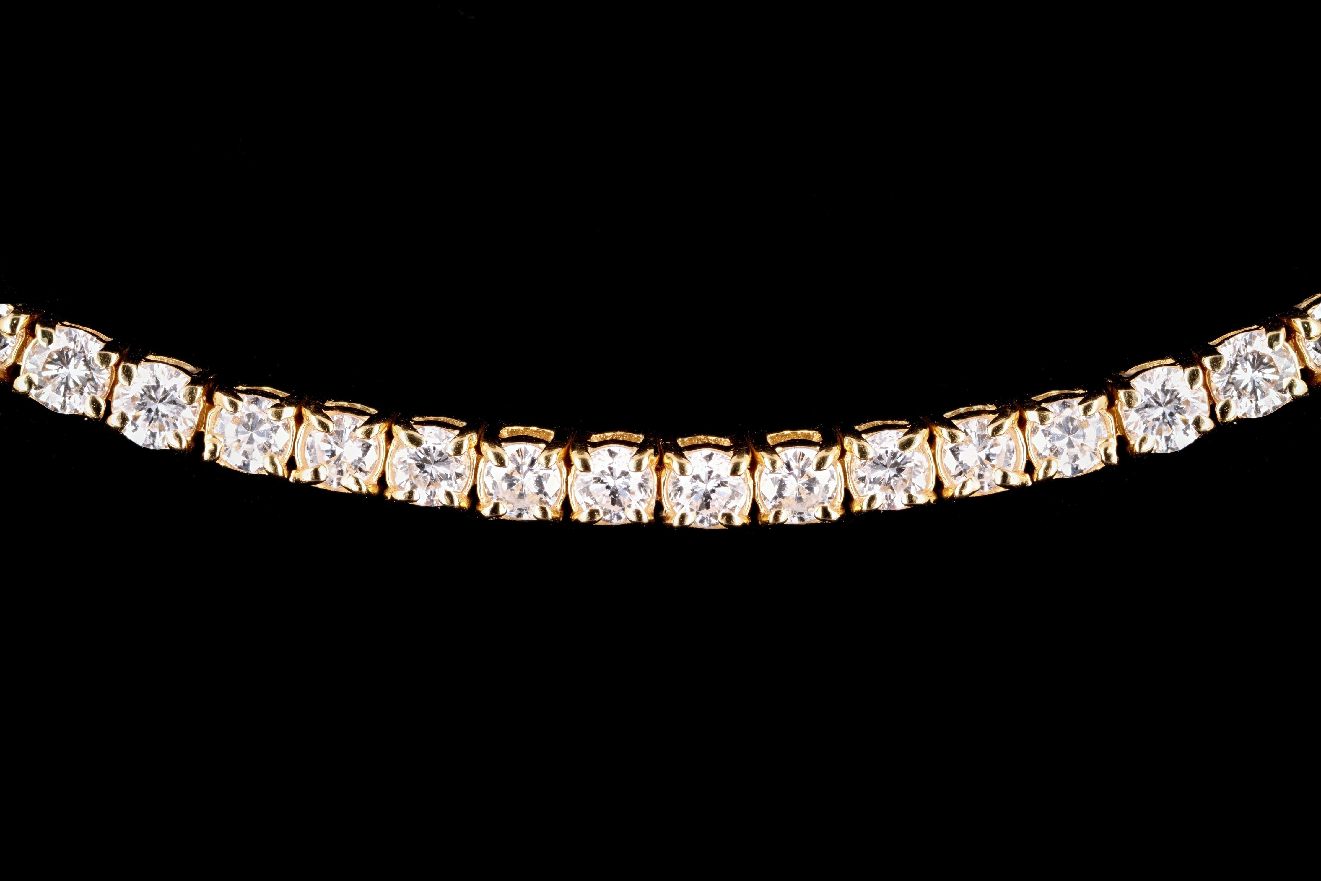 New 14K Yellow Gold 6.57 Carat Round Brilliant Cut Diamond Choker Necklace - Queen May