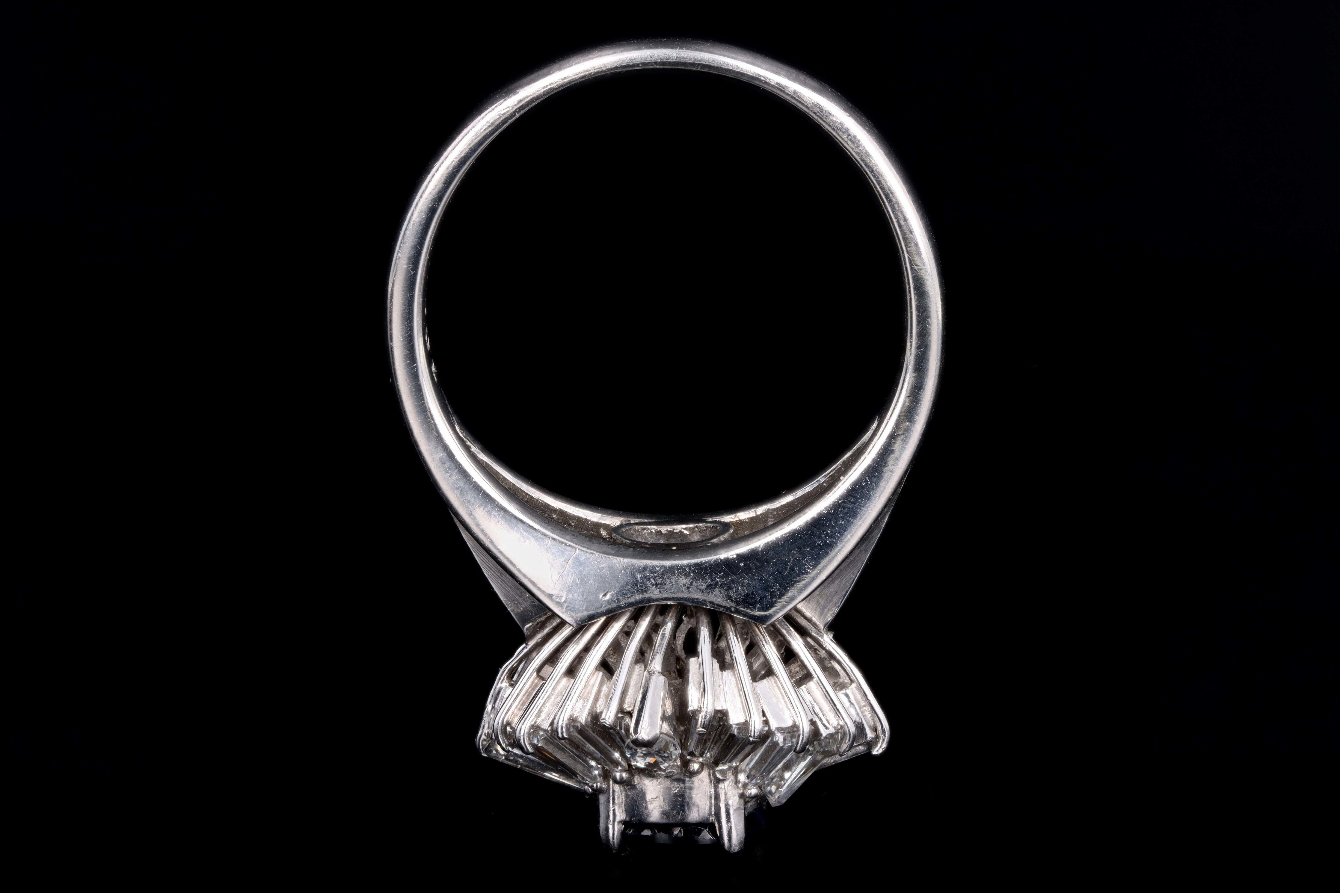 Retro Platinum 1.05 Carat Natural Sapphire & Diamond Ring - Queen May