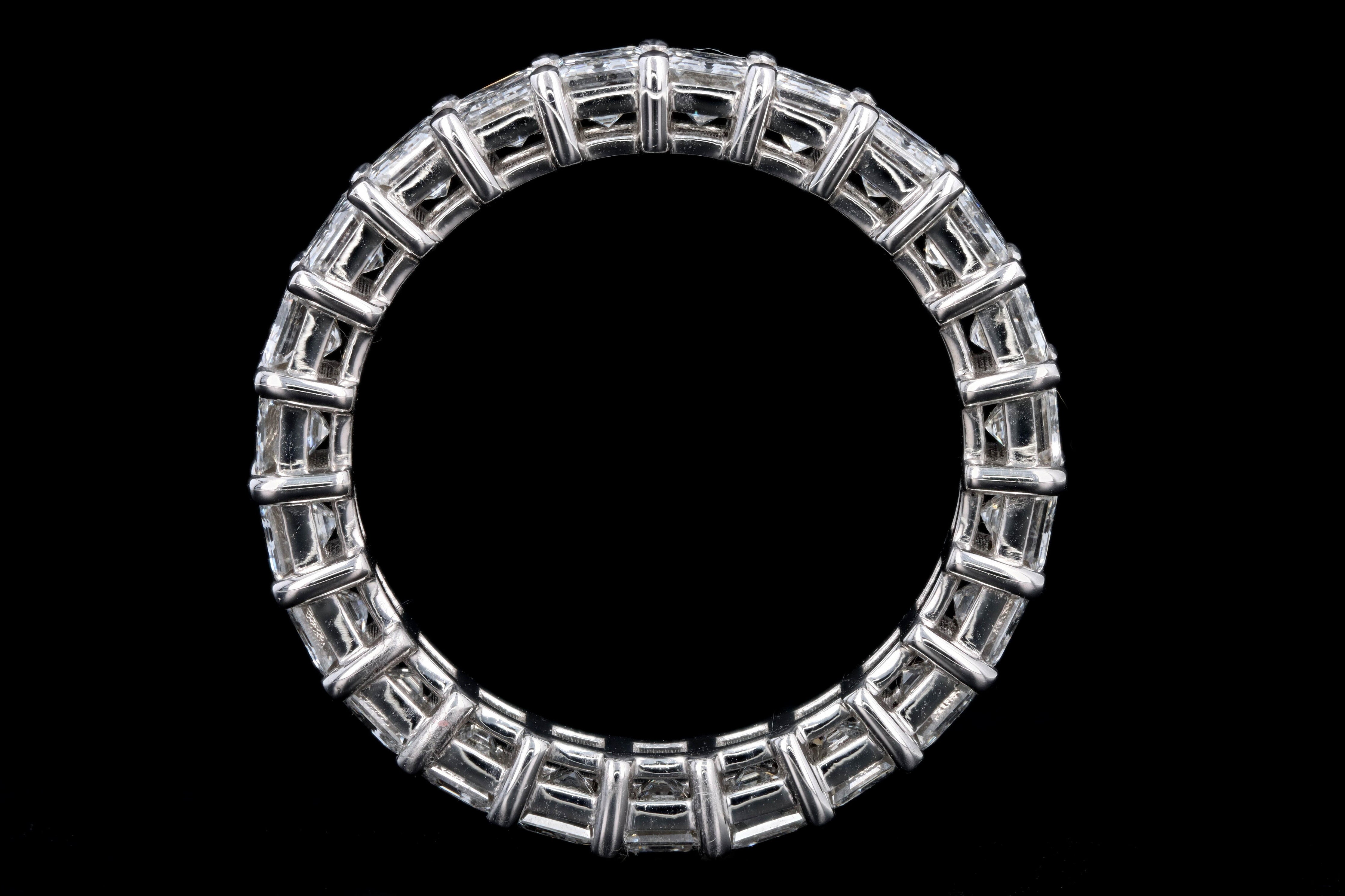18K White Gold 3.83 Carat Emerald Cut Diamond Eternity Band - Queen May