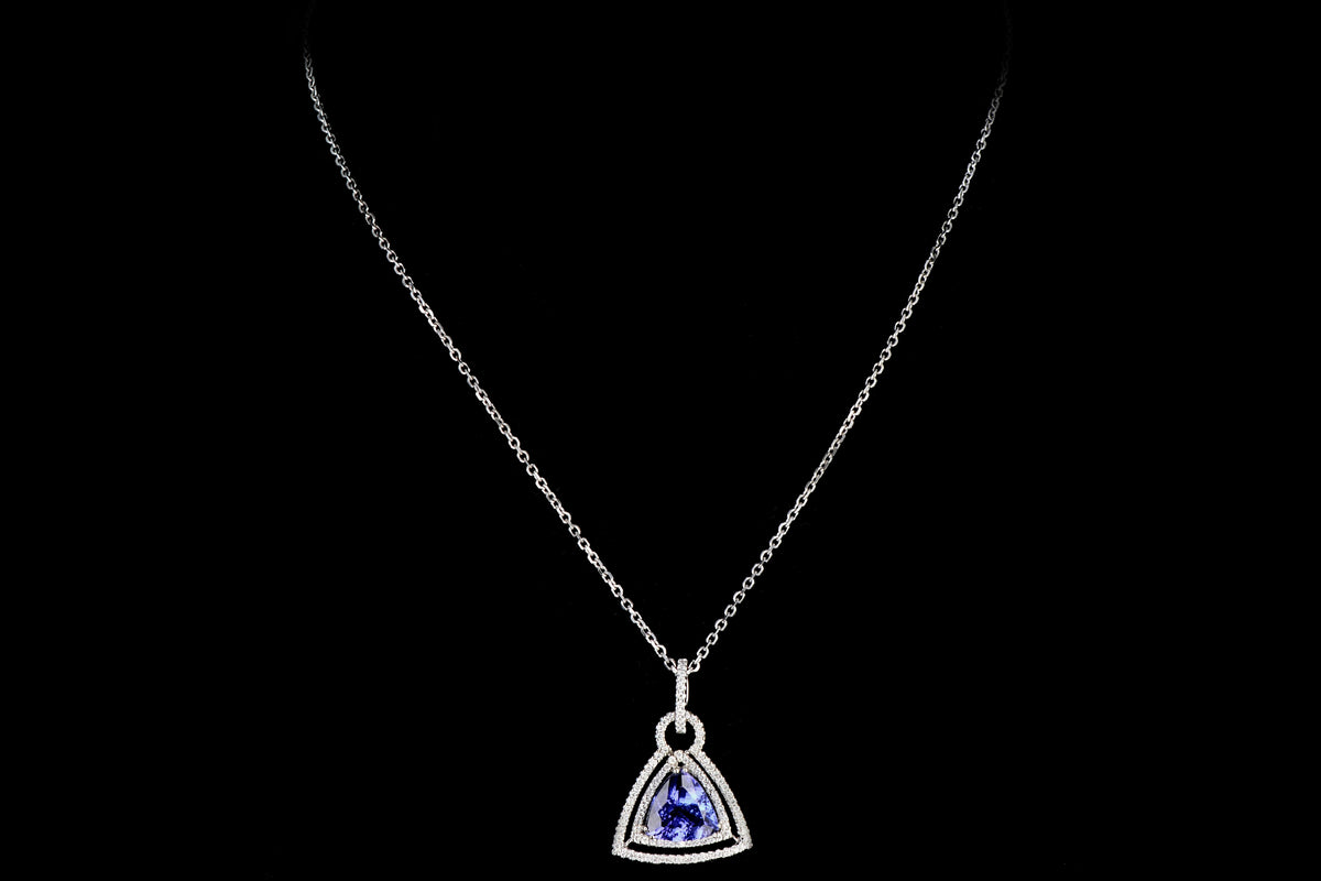 18K White Gold Tanzanite & Diamond Pendant - Queen May