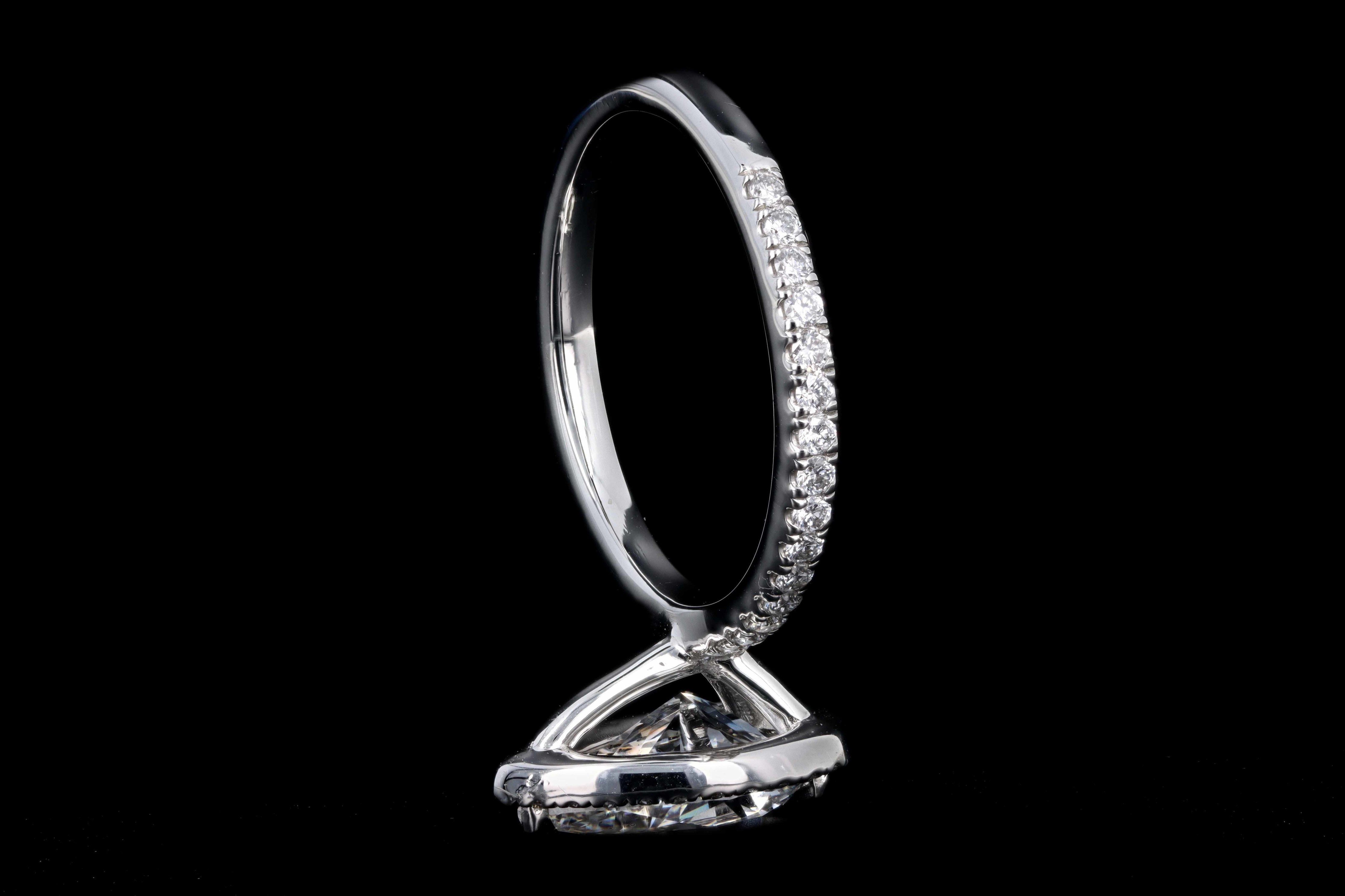 New Platinum 2.03 Carat Pear Cut Diamond Halo Engagement Ring GIA Certfied - Queen May