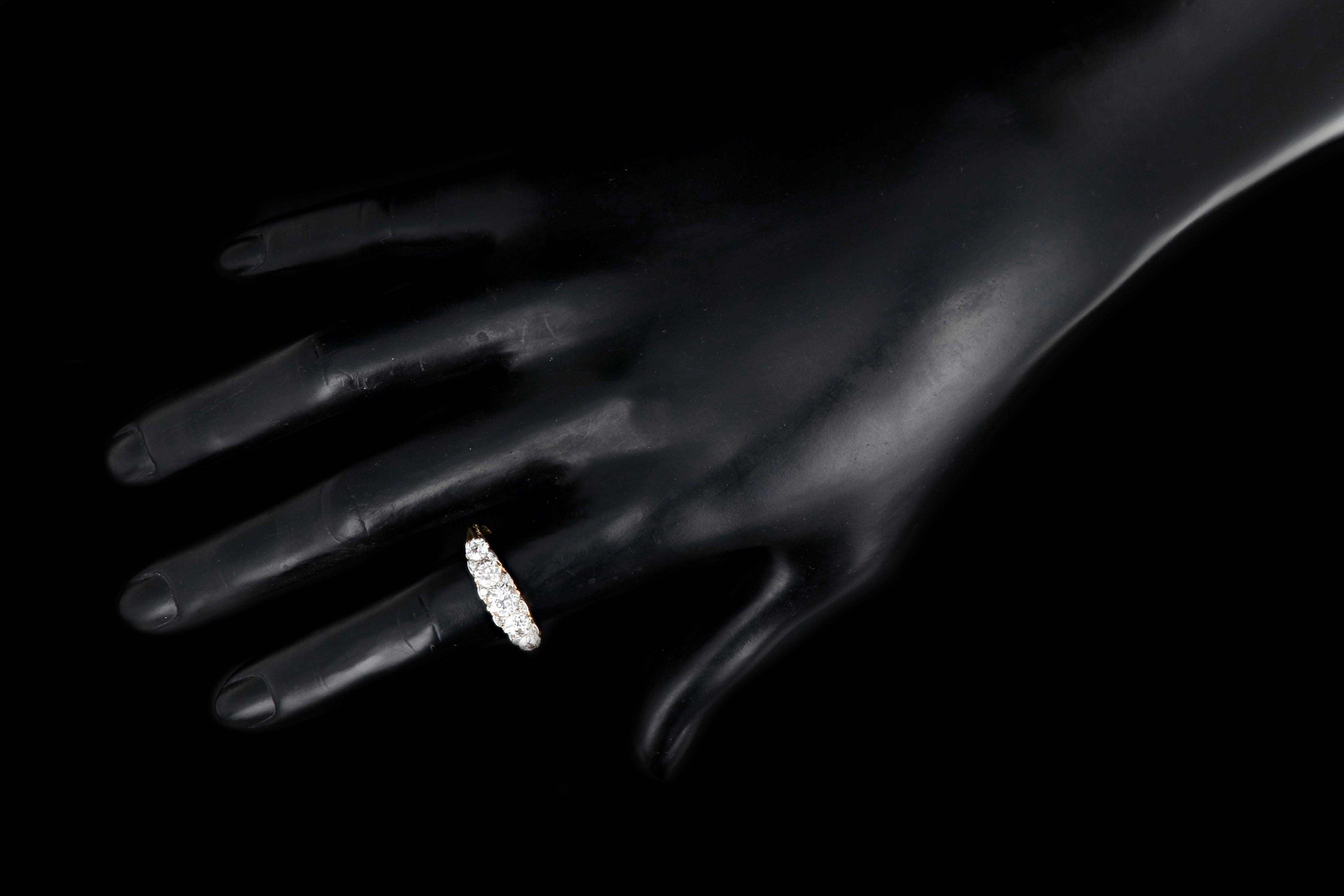 Victorian 18k Yellow Gold and Platinum 1.90CTW Old European Cut Diamond Band - Queen May