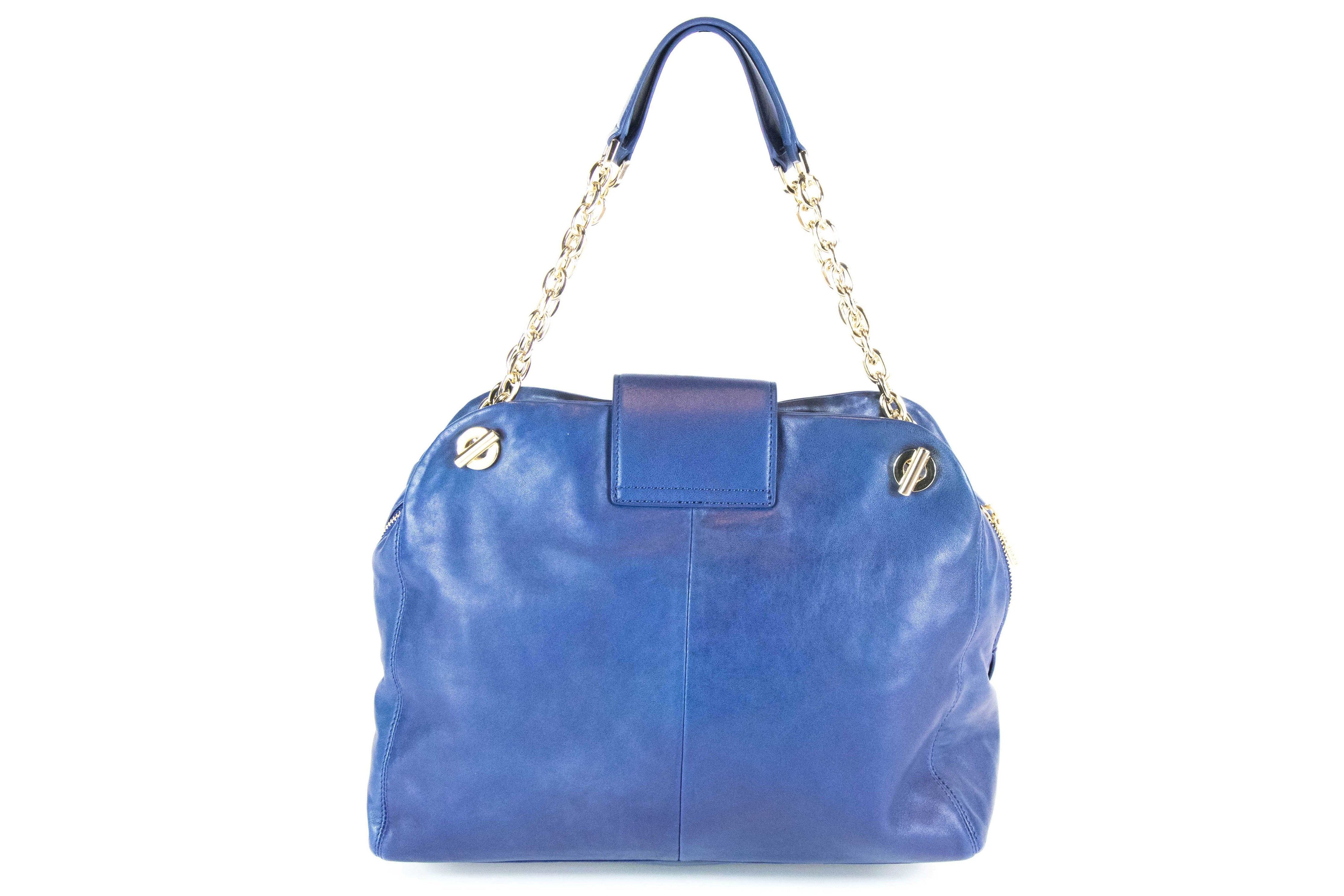 Tory Burch Navy Leather Megan Satchel - Queen May