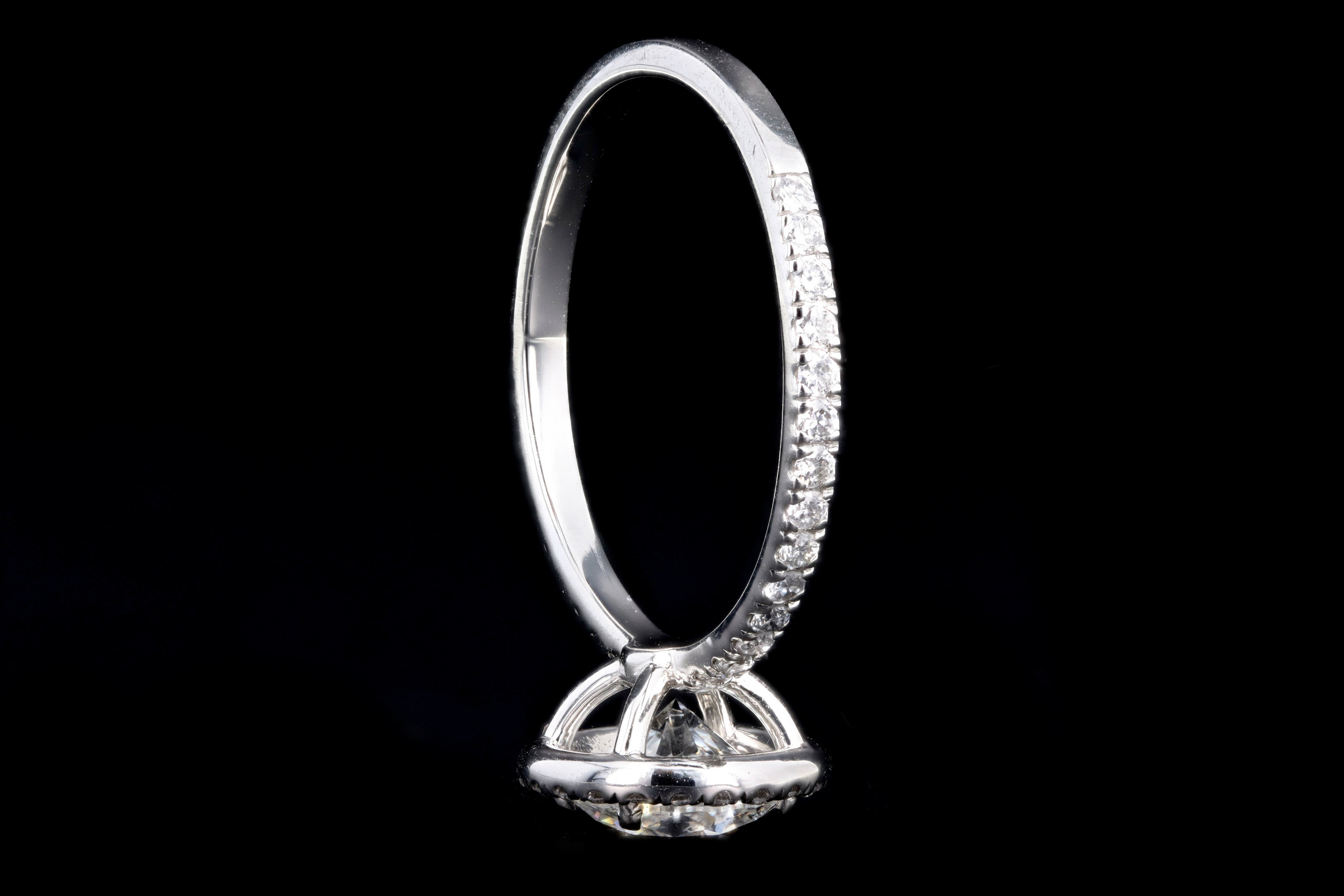 New Platinum 1.01 Carat Round Brilliant Cut Diamond Halo Engagement Ring GIA Certified - Queen May