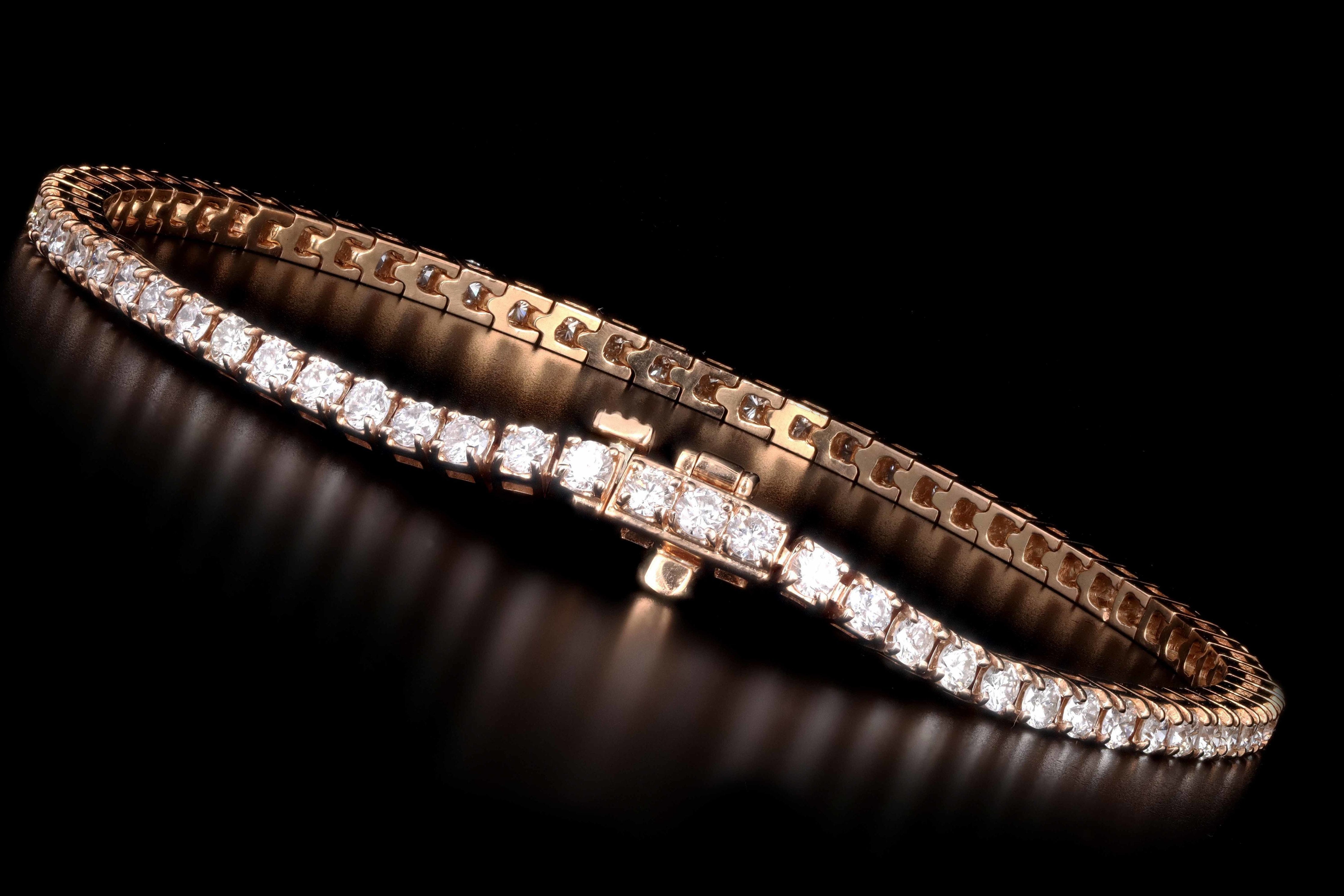 New 14K Rose Gold 2.98 Carats in Total Diamond Tennis Bracelet - Queen May