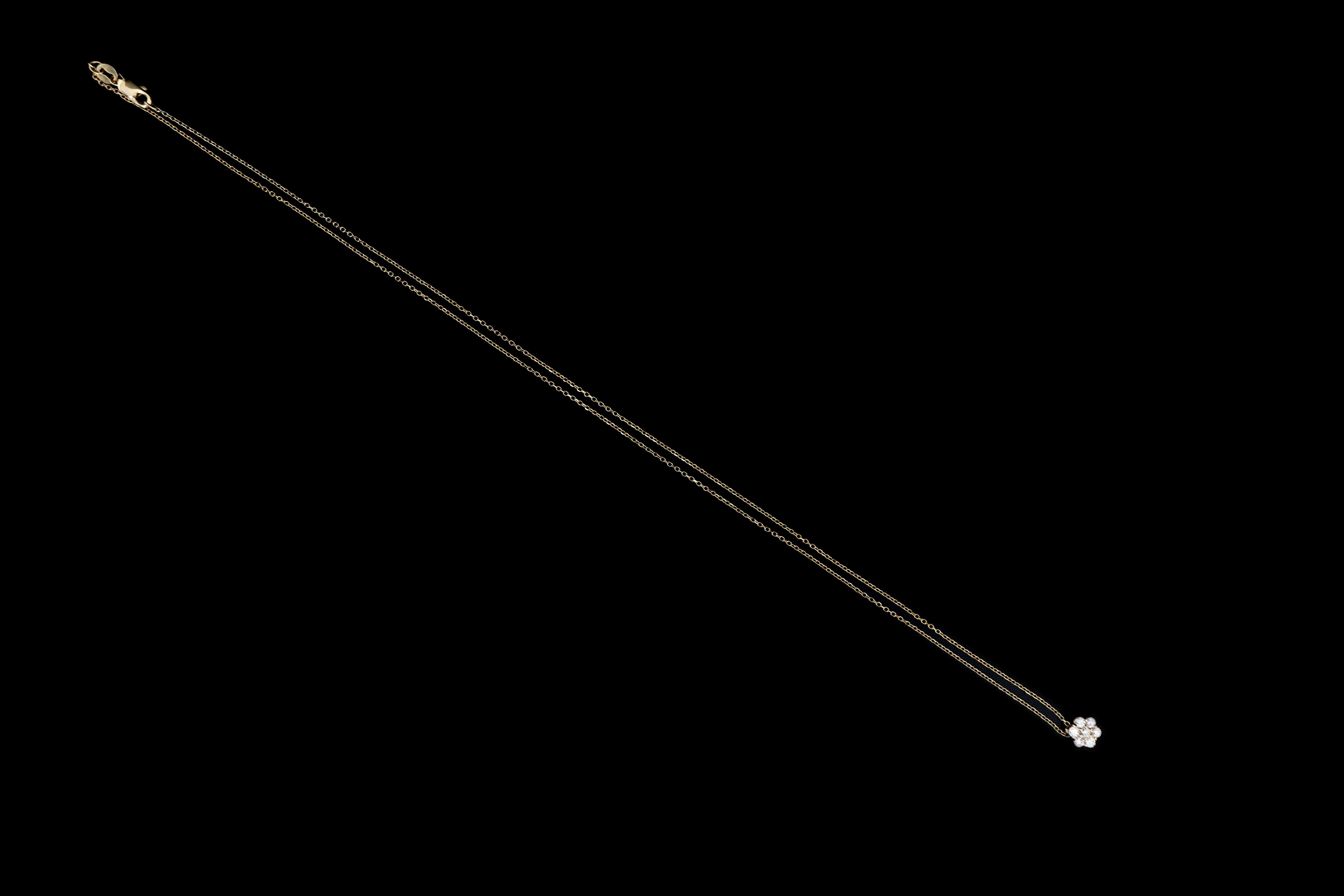 14K Gold Diamond Flower Cluster Pendant Necklace - Queen May