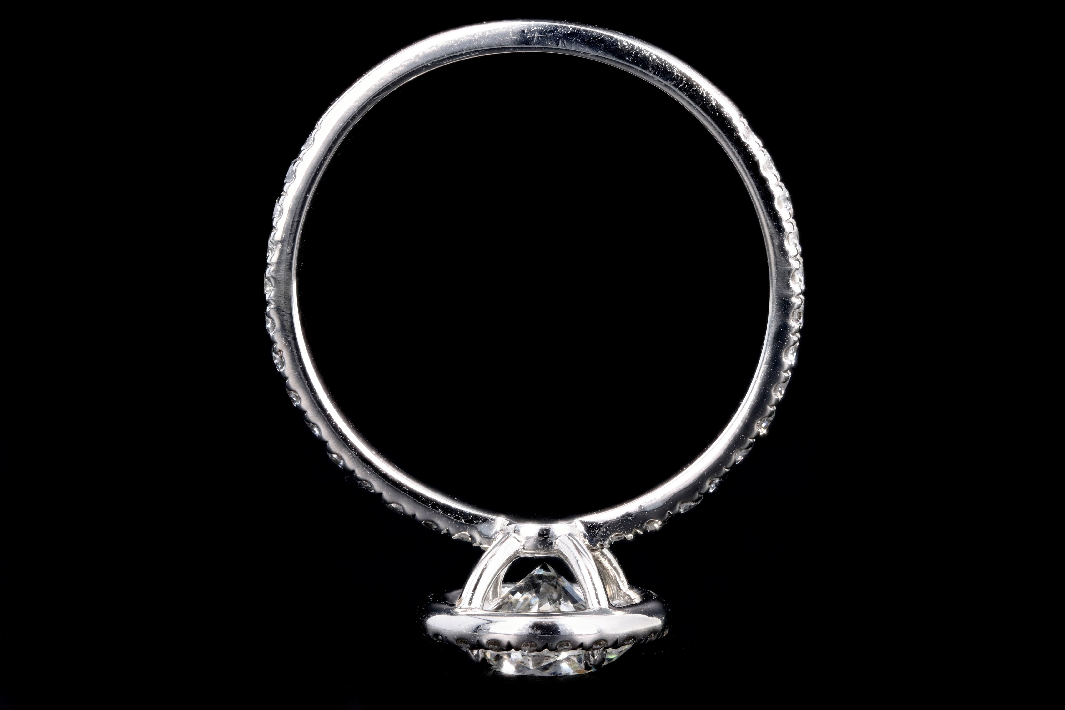 New Platinum 1.01 Carat Round Brilliant Cut Diamond Halo Engagement Ring GIA Certified - Queen May