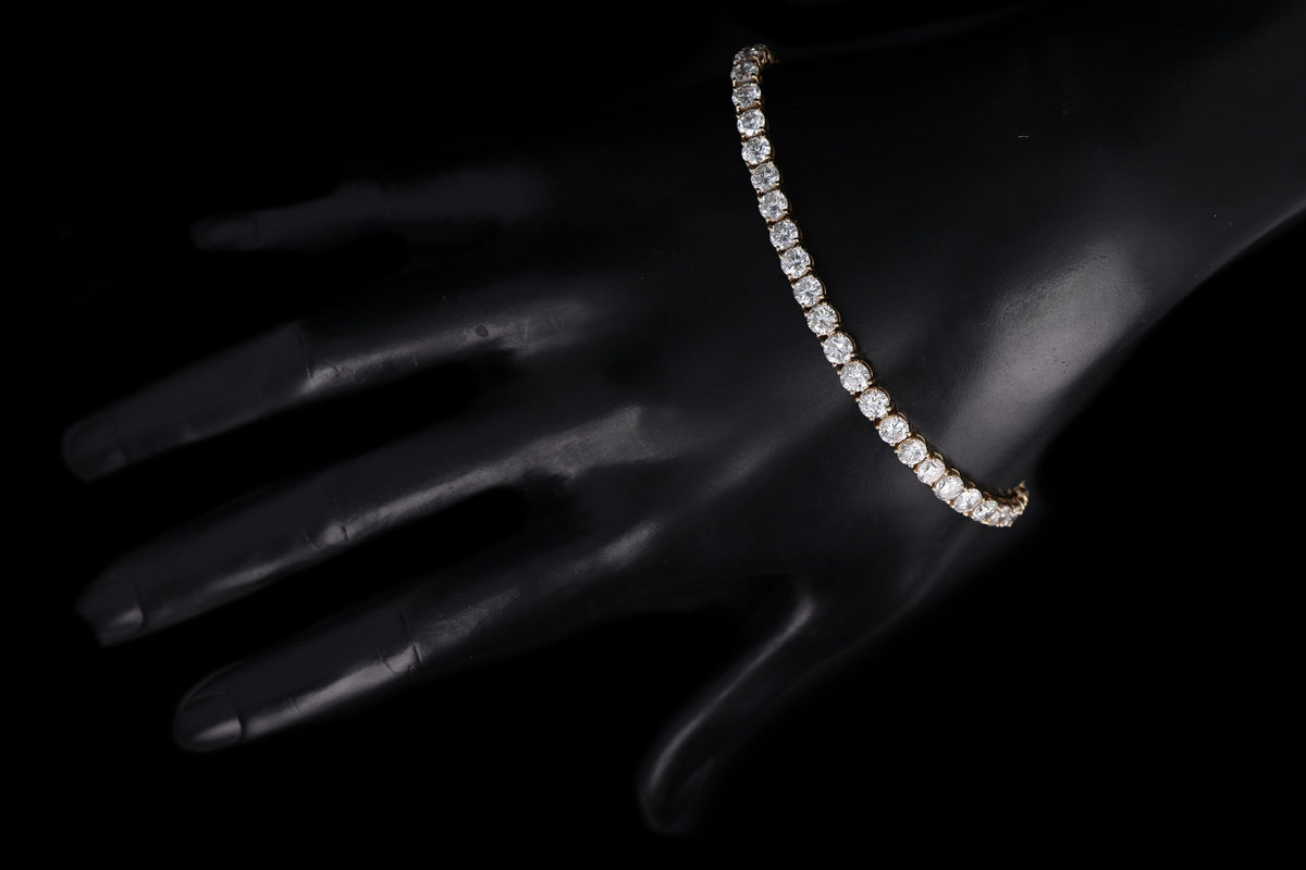 14K Yellow Gold 14.64 Carat Total Weight Diamond Tennis Bracelet - Queen May