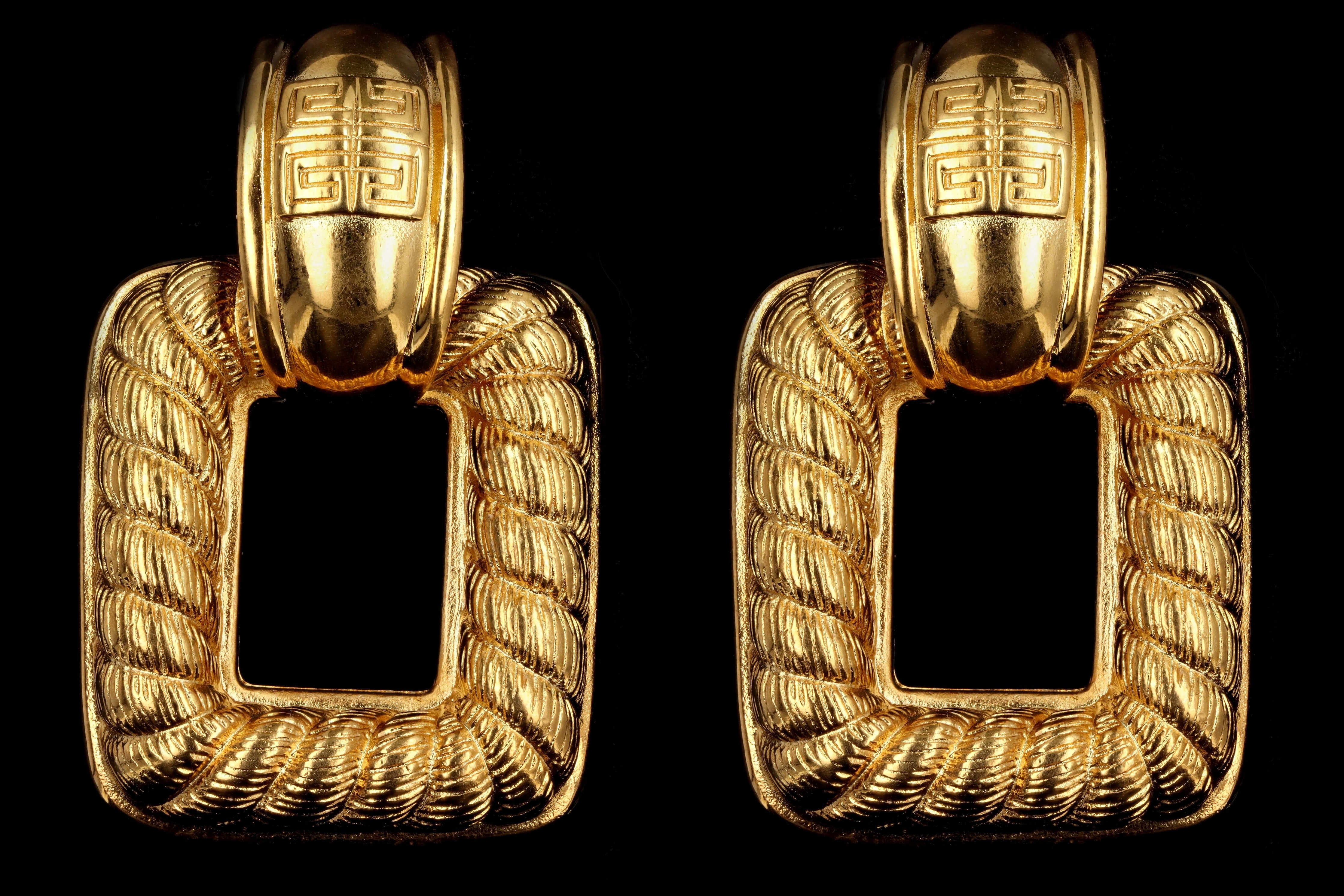 Vintage Givenchy Gold Plated Door Knocker Clip-On Earrings - Queen May