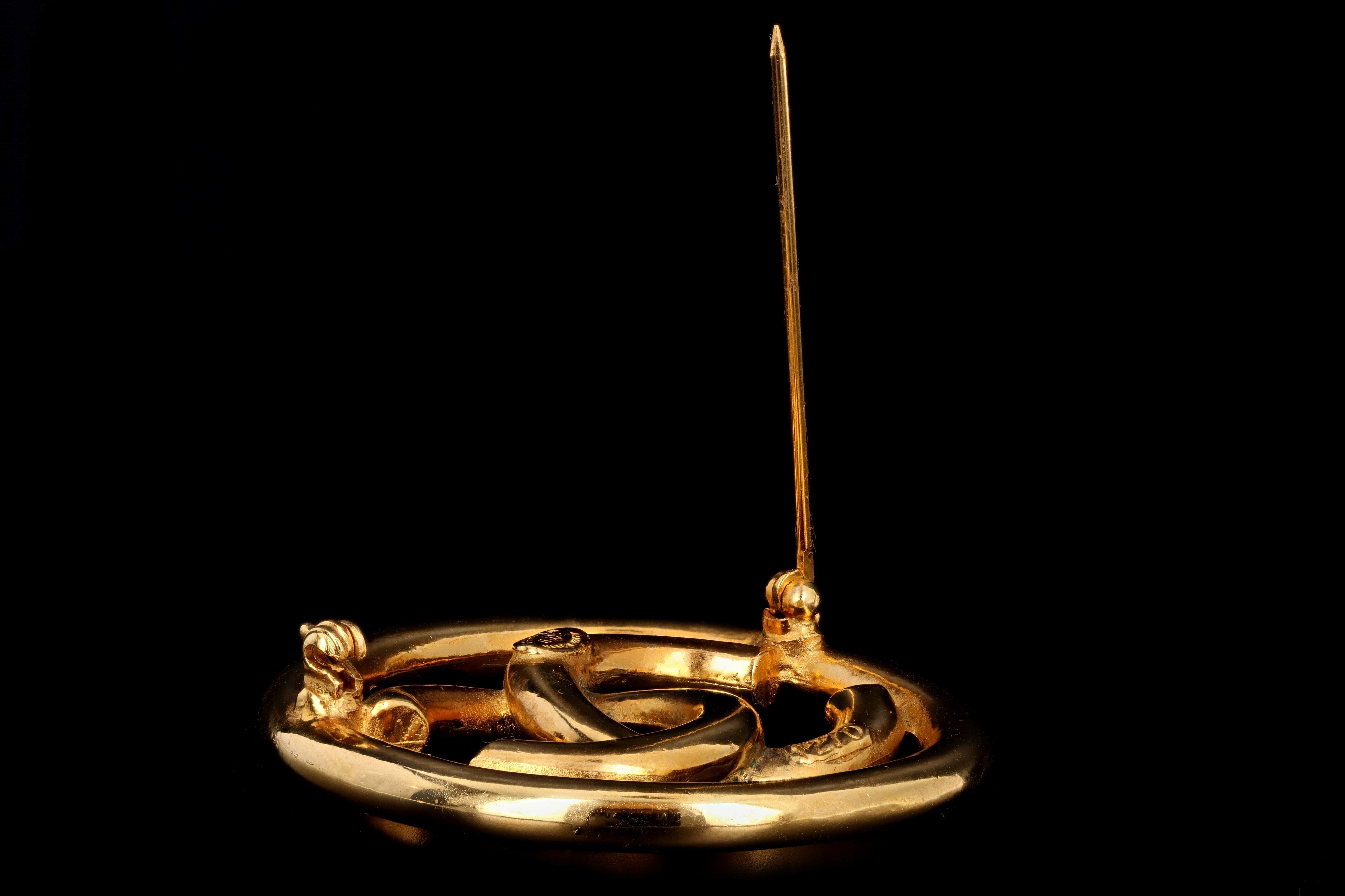 Vintage Chanel Gold Plated CC Brooch - Queen May