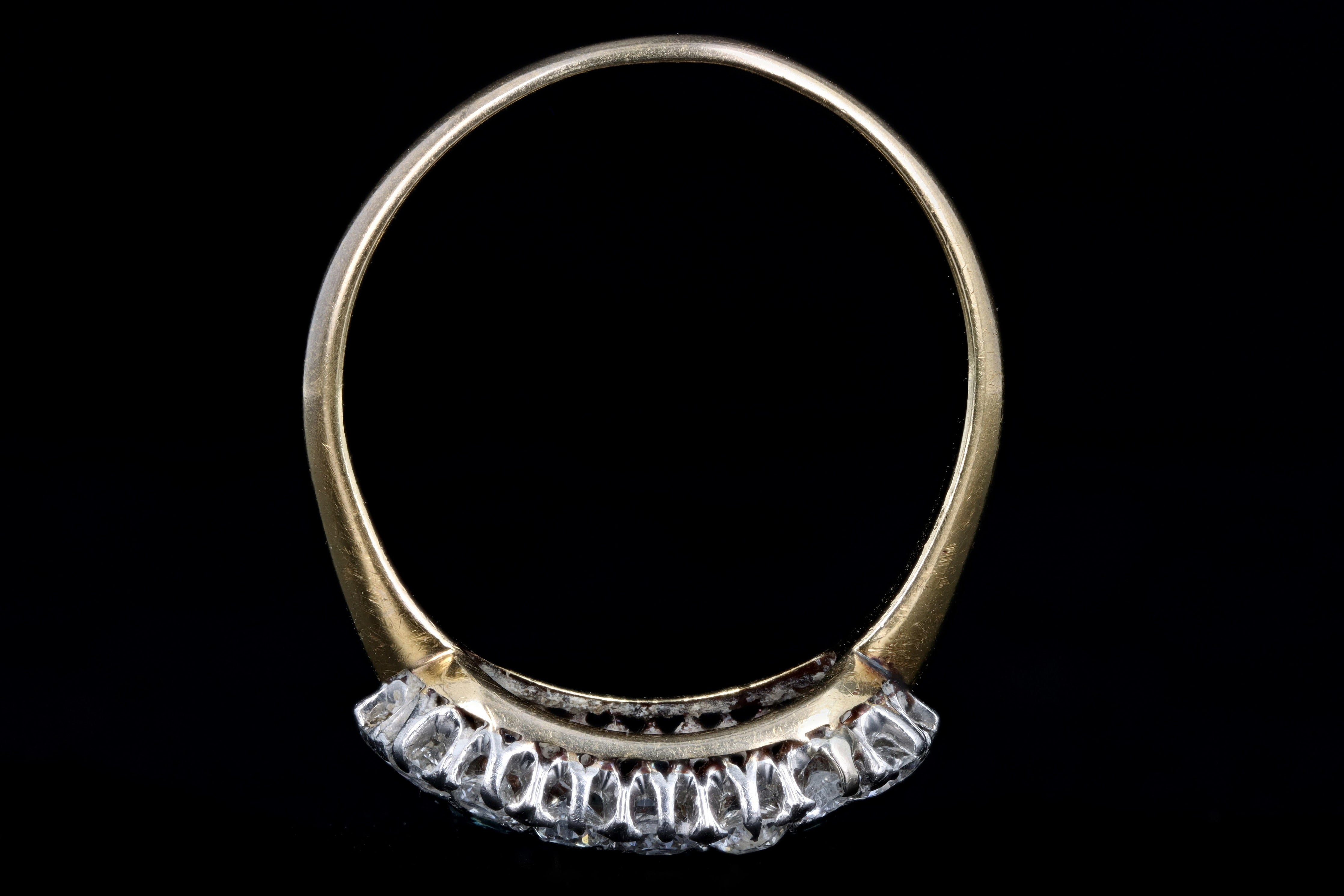 Victorian Platinum & 18K Yellow Gold Natural Sapphire & Diamond Three Stone Cluster Ring - Queen May