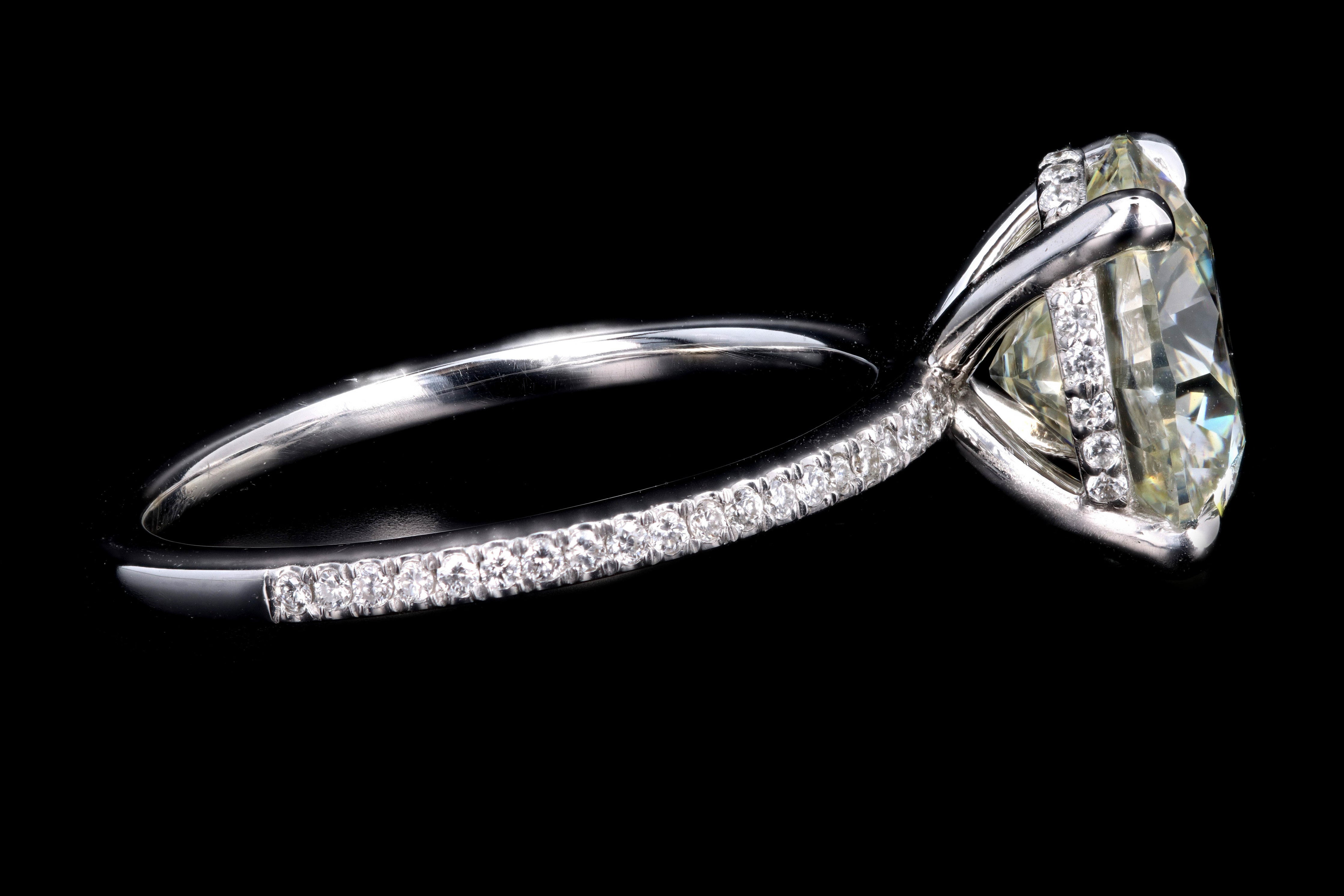 New 14K White Gold 3.51 Carat Round Brilliant Cut Diamond Engagement Ring GIA Certified - Queen May