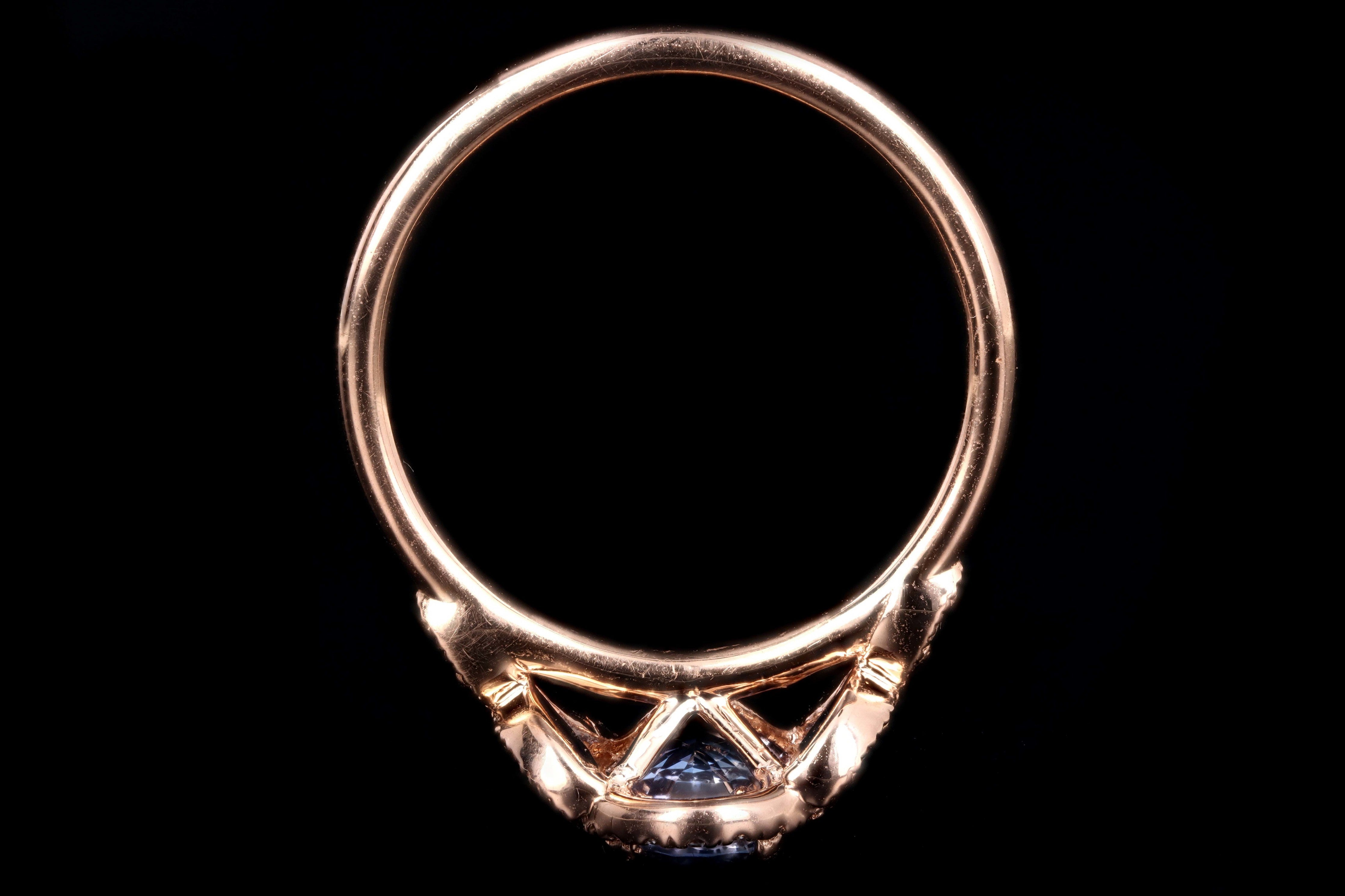 New 18K Rose Gold 1.21 Oval Cut Sri Lanka Sapphire & Diamond Ring GIA Certified - Queen May