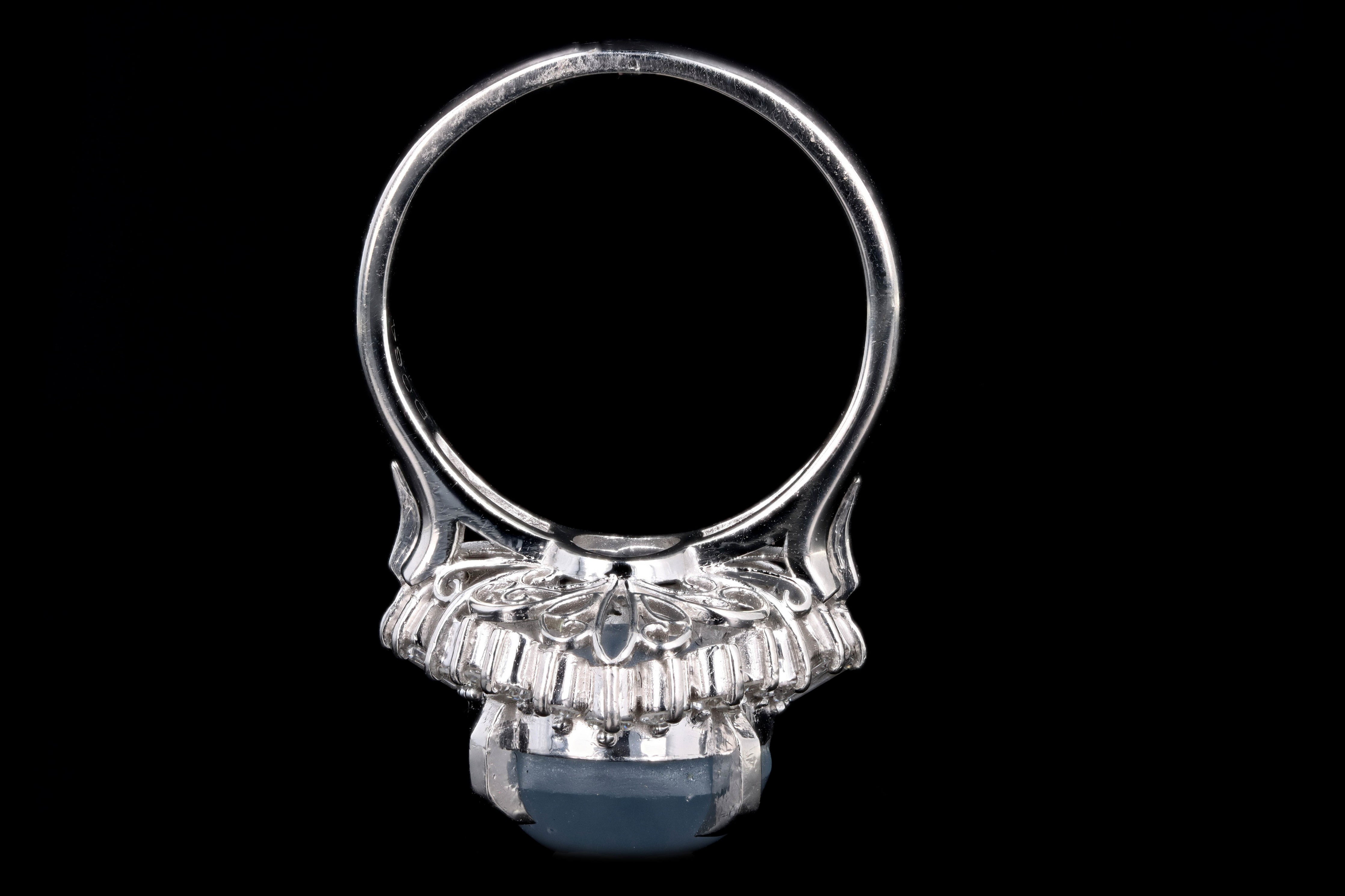 Retro Platinum 12.38 Carat Star Sapphire & Diamond Ring - Queen May