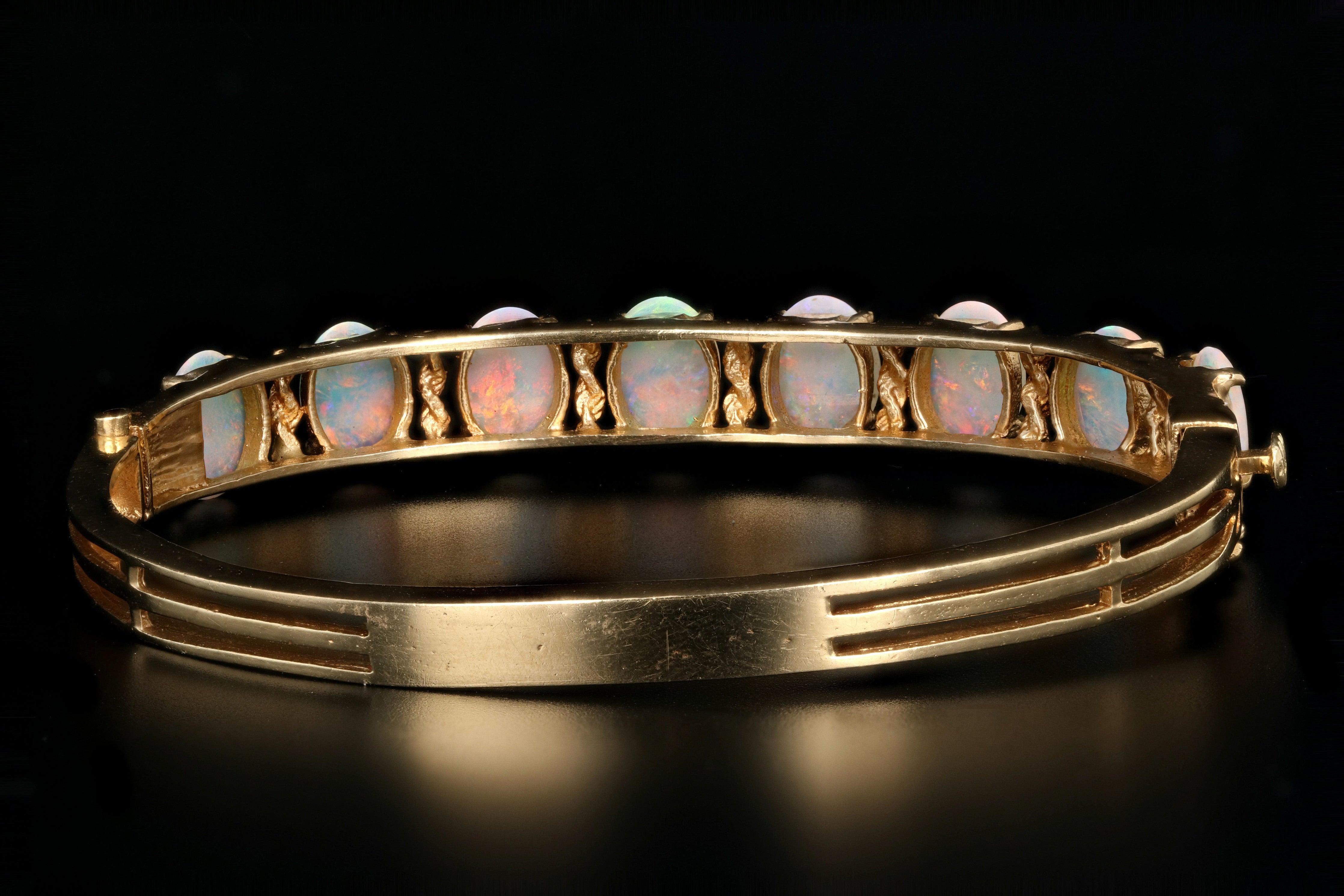 Retro 14K Yellow Gold 4 Carat Opal Bracelet - Queen May