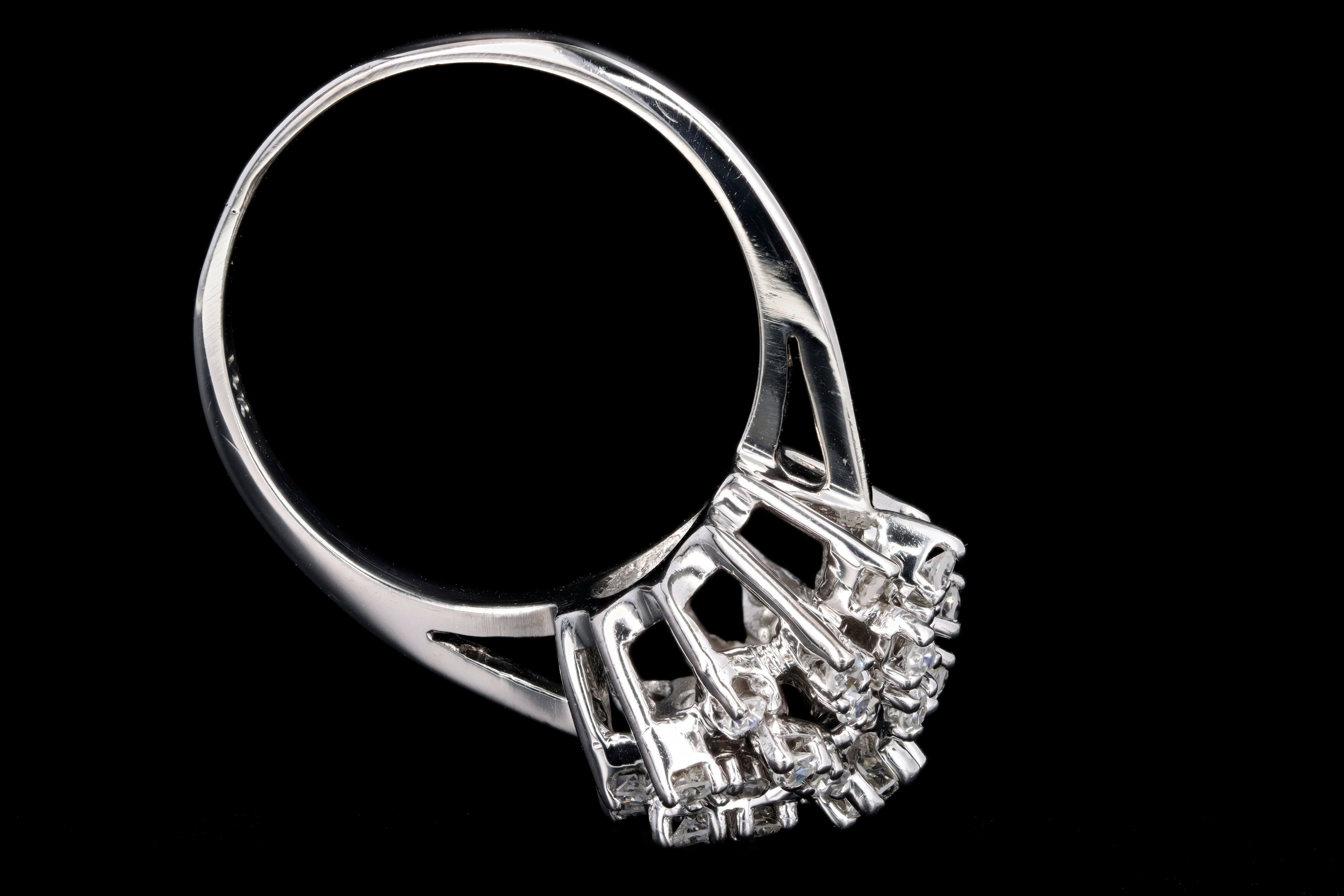 Vintage 14K White Gold .58 CTW Round Brilliant Diamond Cluster Ring - Queen May