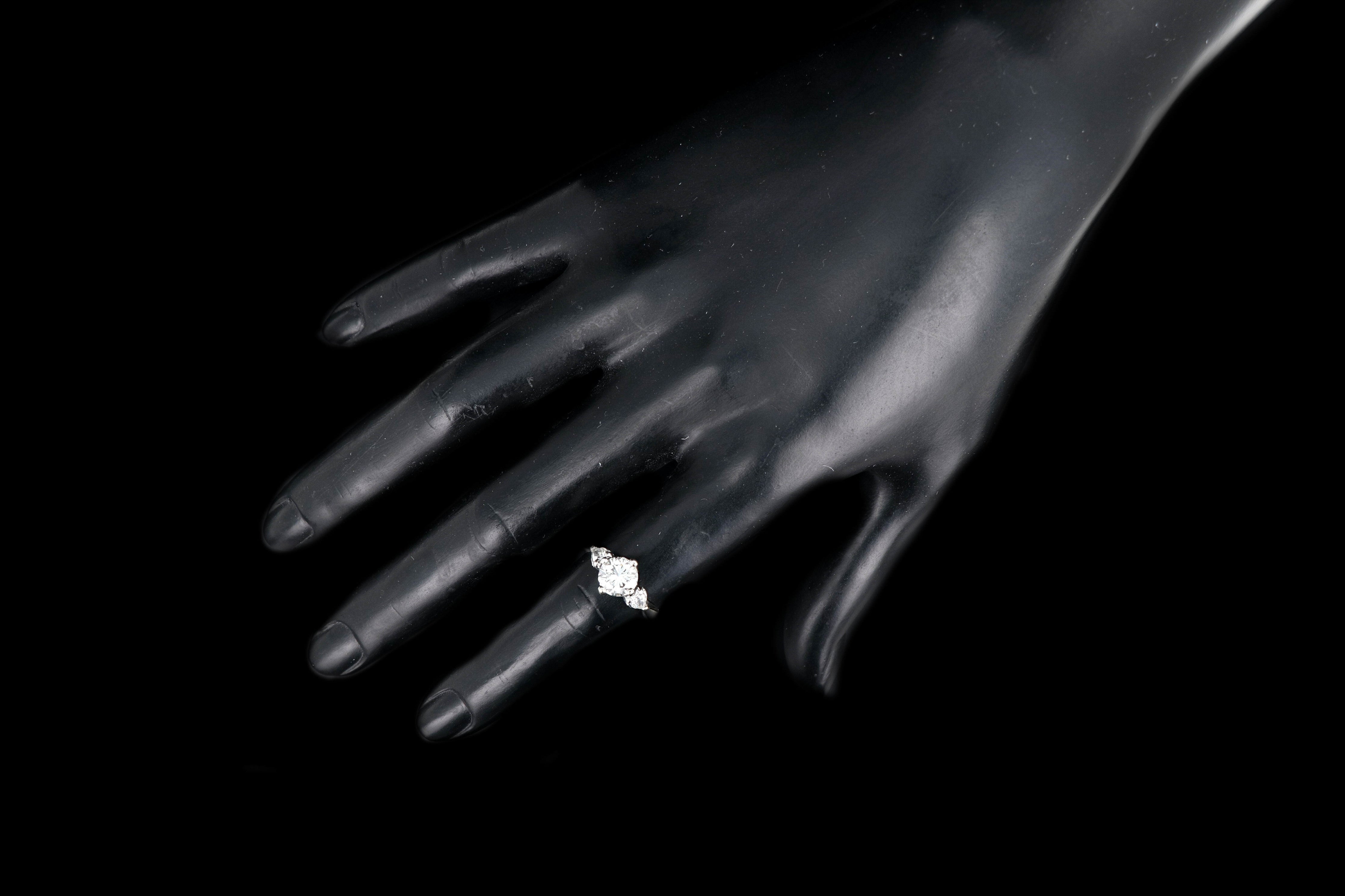 Modern 14K White Gold 1.26CT Round Cut Diamond Engagement Ring GIA Certified - Queen May