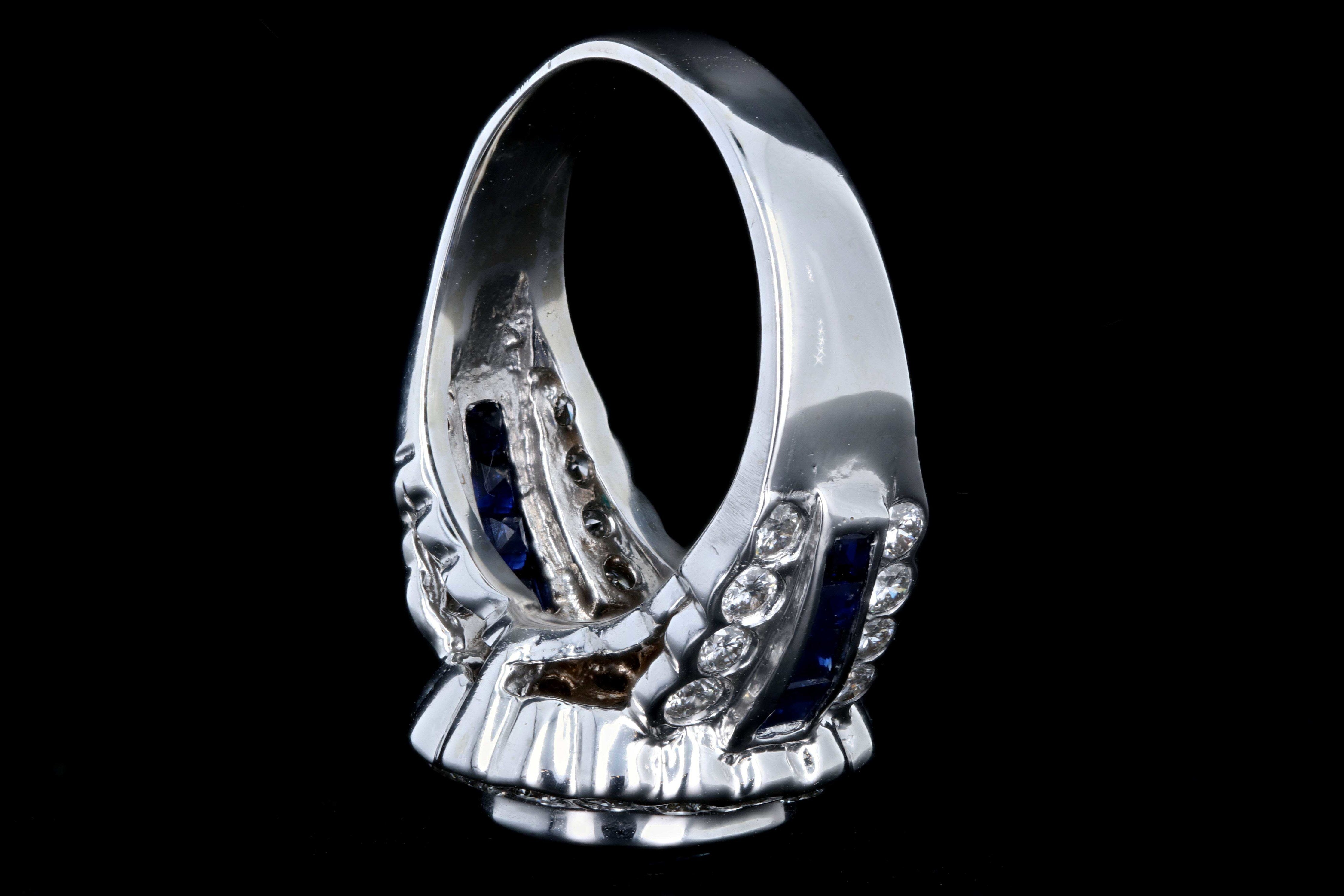 Modern 14K White Gold 2.5CT Sapphire and Diamond Ring - Queen May
