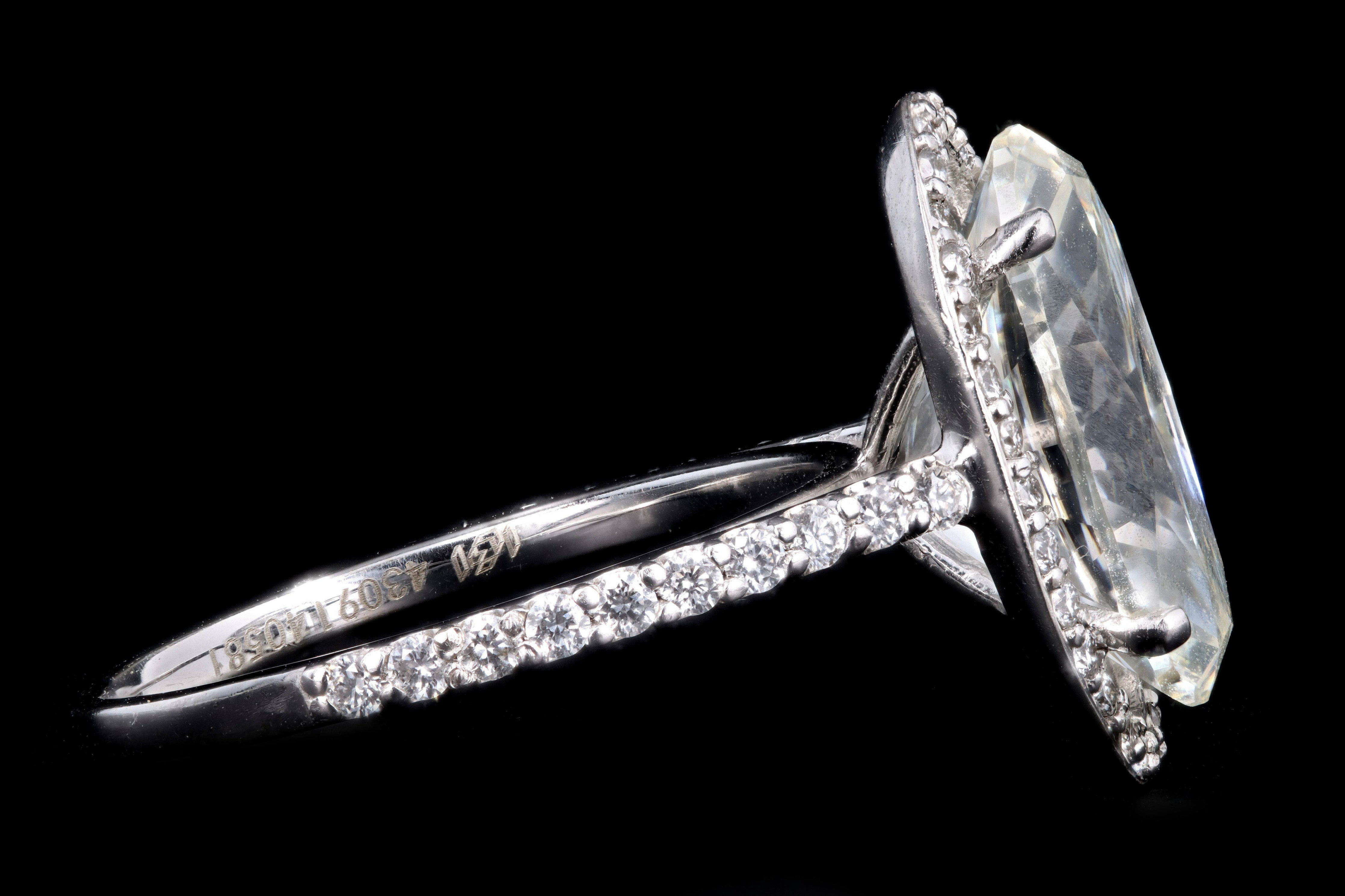 New 14K White Gold 4.01 Carat Oval Cut Diamond Halo Engagement Ring GIA Certified - Queen May