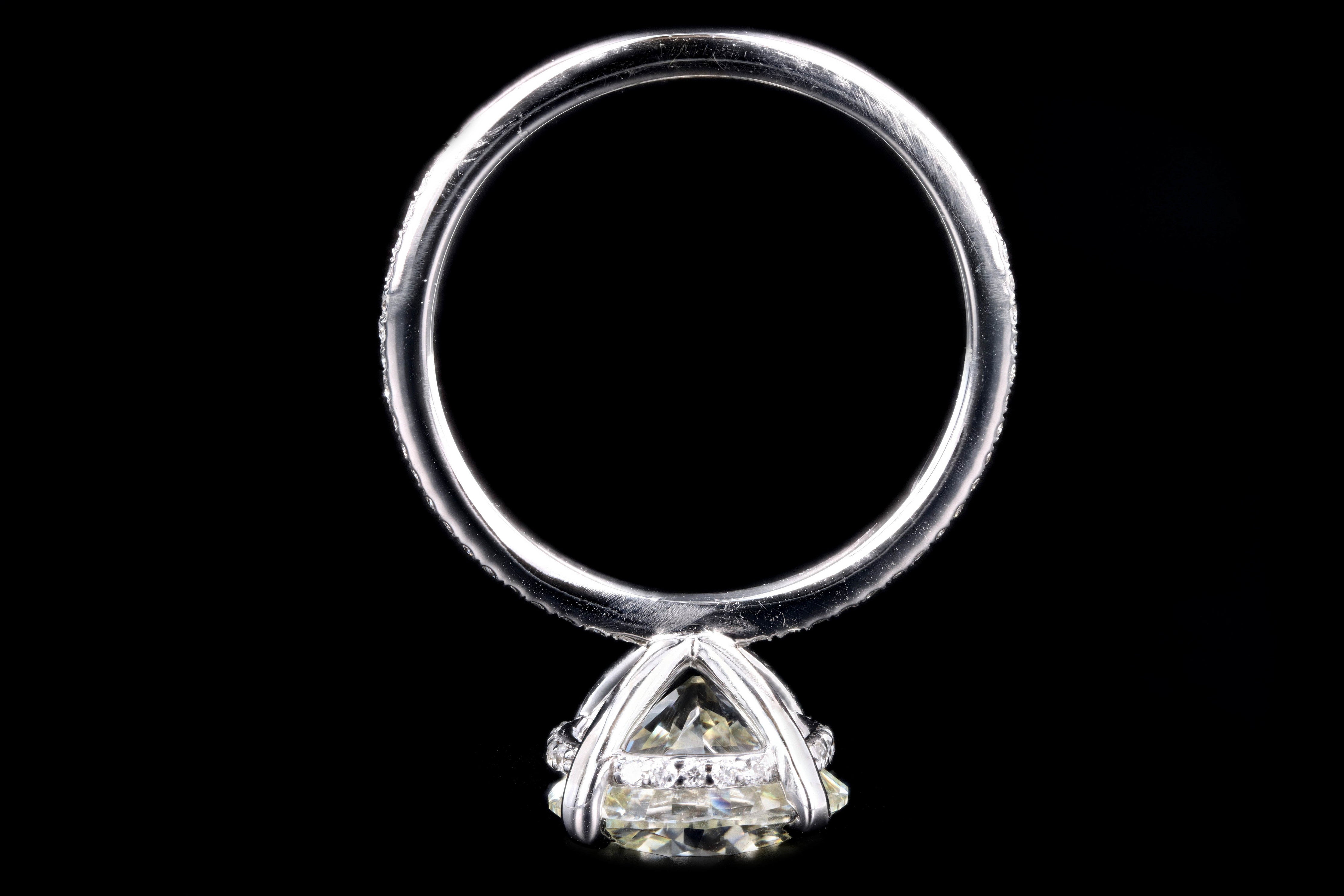 New 14K White Gold 3.51 Carat Round Brilliant Cut Diamond Engagement Ring GIA Certified - Queen May