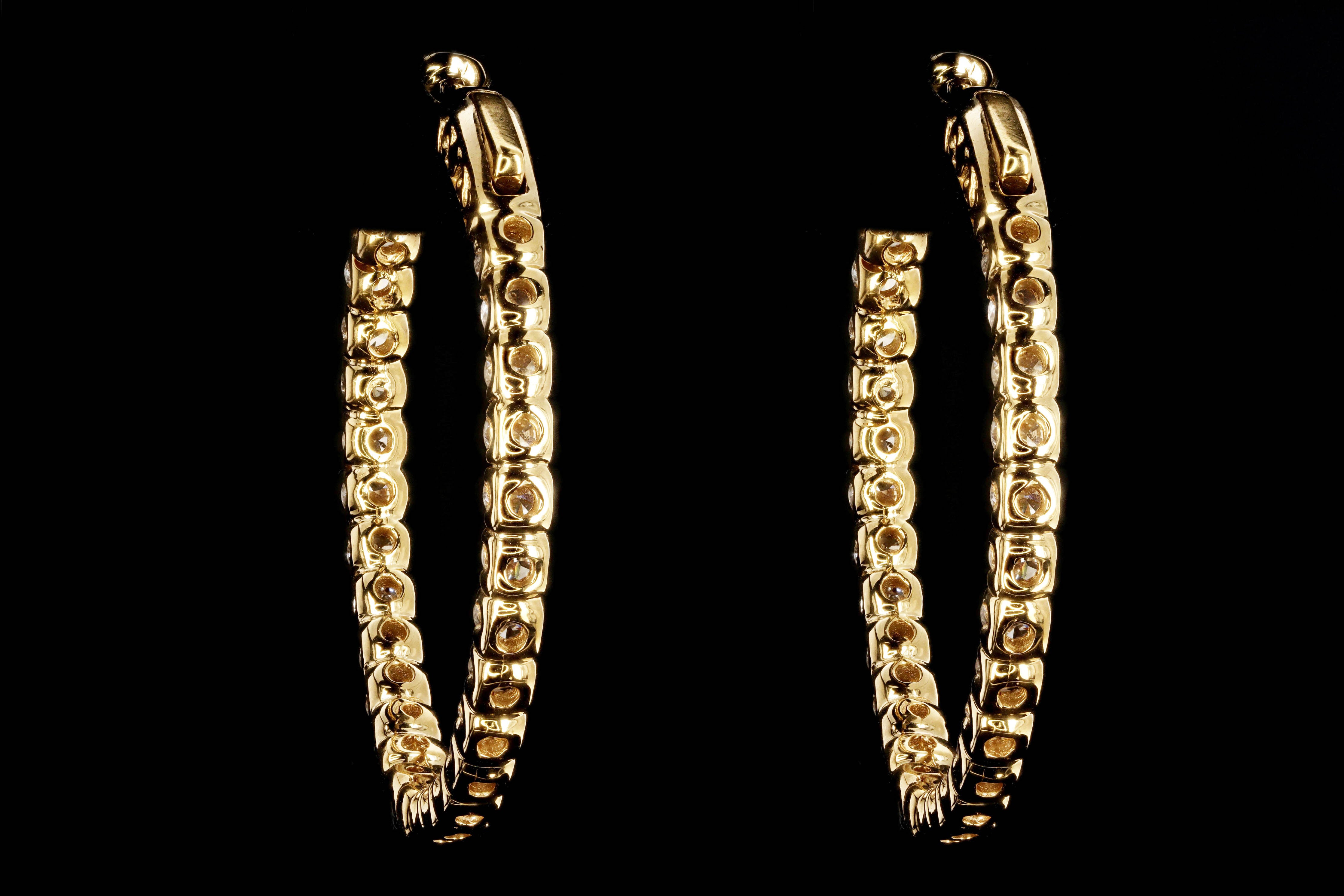 New 14K Yellow Gold 5.38 Carat Round Brilliant Diamond Hoop Earrings - Queen May