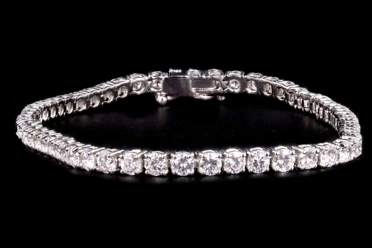 14K White Gold 4.94 Carat Round Brilliant Cut Diamond Tennis Bracelet - Queen May