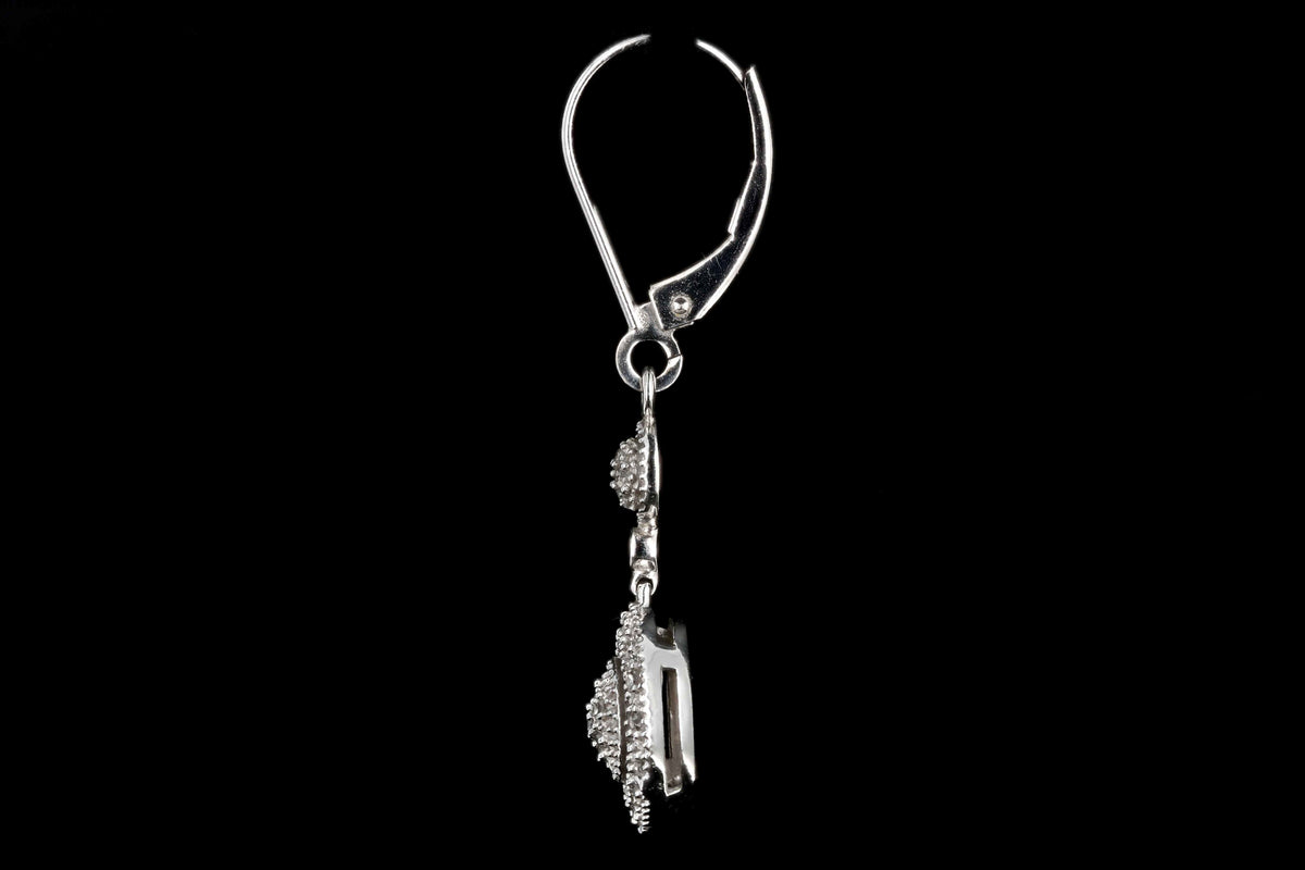 Modern 14K White Gold .50 Carats Total Weight Single Cut Diamond Drop Earrings - Queen May