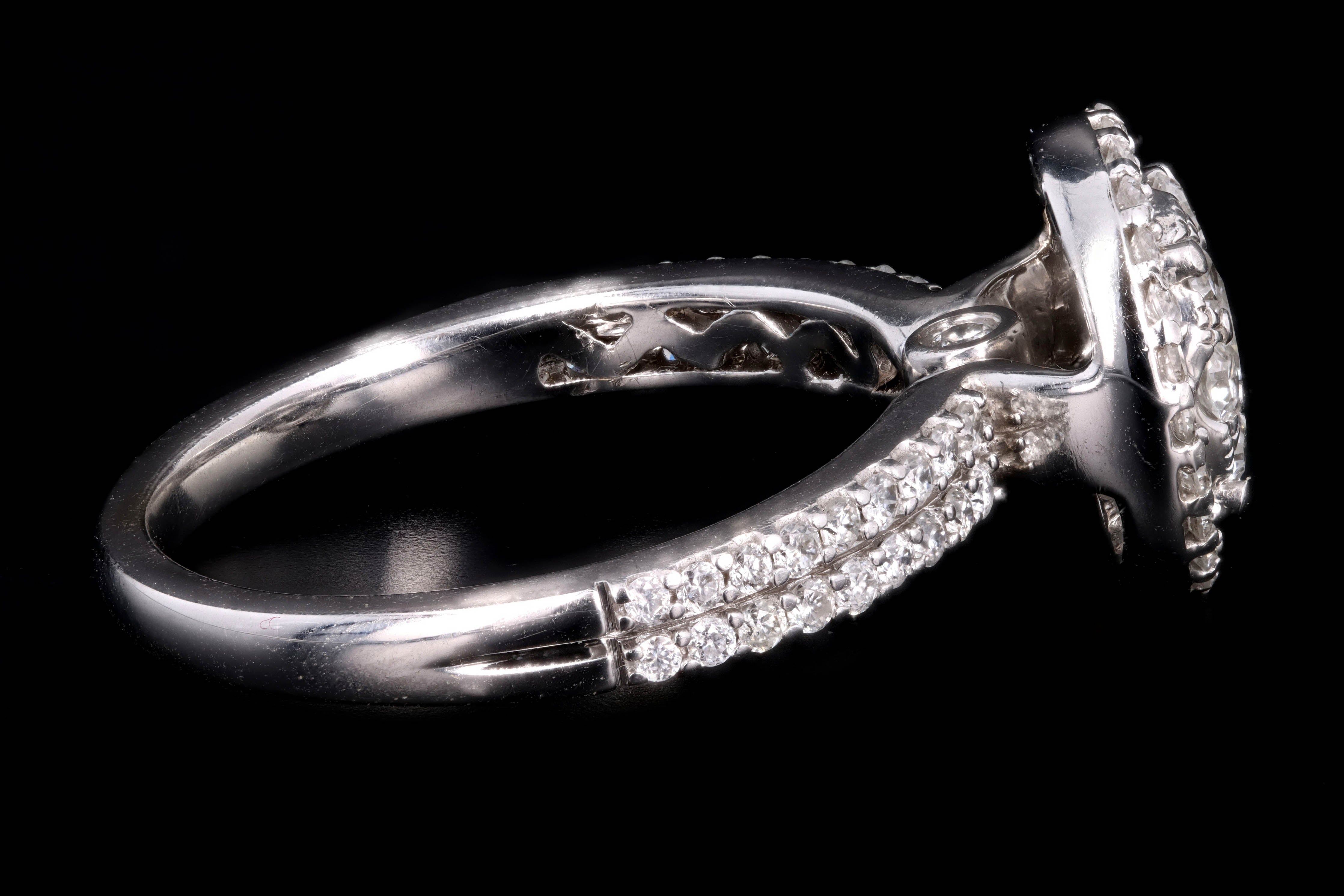 Modern 14K White Gold .25 Carat Round Brilliant Cut Diamond Halo Engagement Ring - Queen May